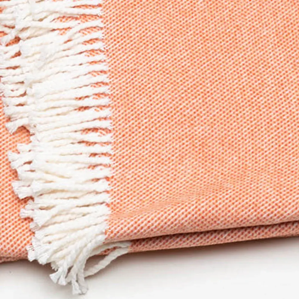 Coral Mini Dot Fringed Throw Blanket - Image 3