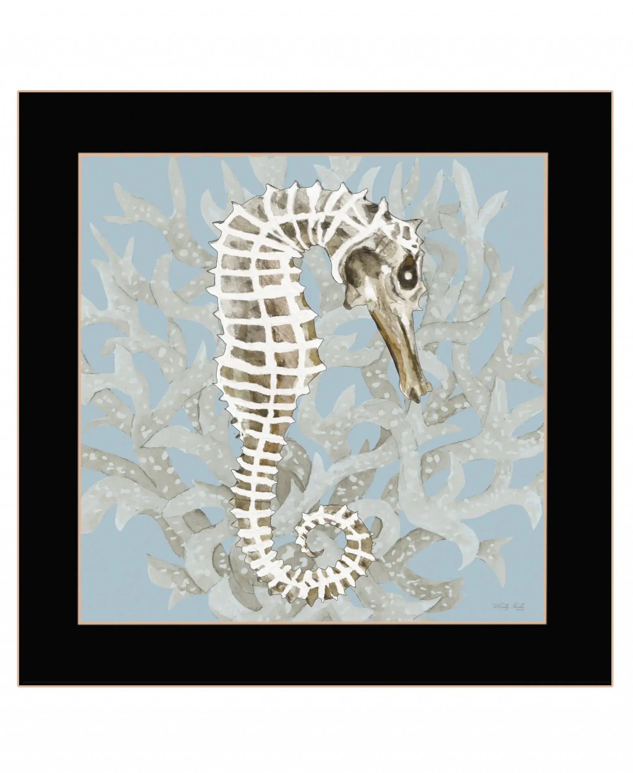 Coral Seahorse I 1 Black Framed Print Wall Art - Image 2