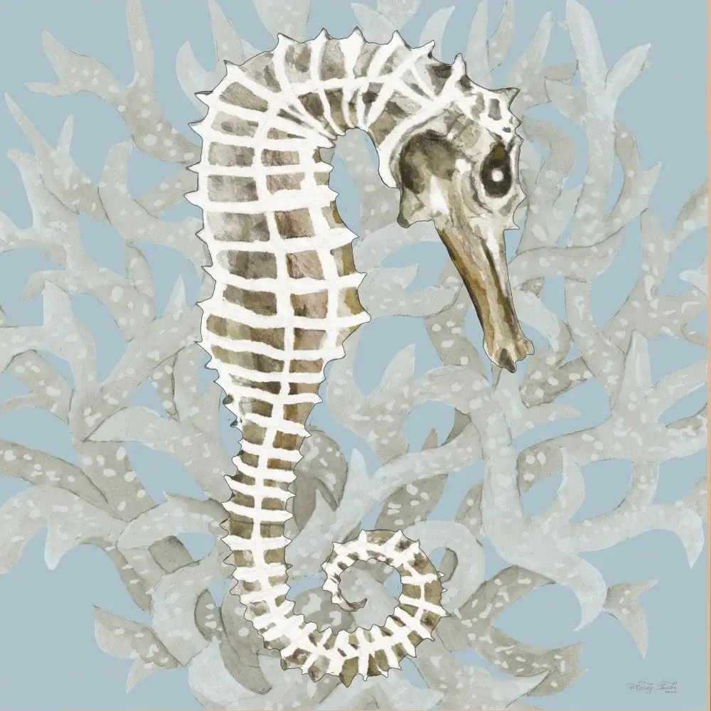 Coral Seahorse I 1 Black Framed Print Wall Art - Image 3