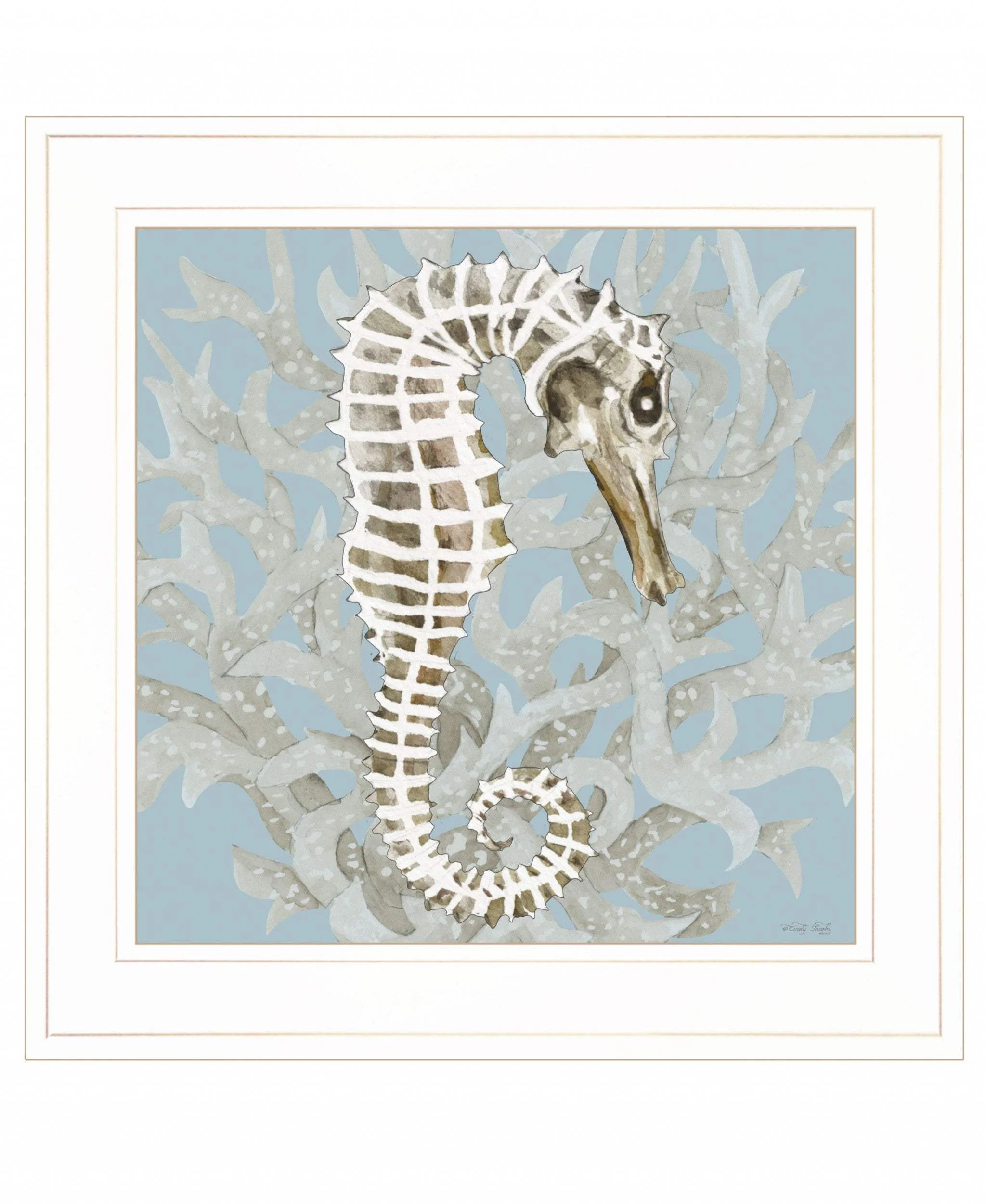 Coral Seahorse I 2 White Framed Print Wall Art - Image 2