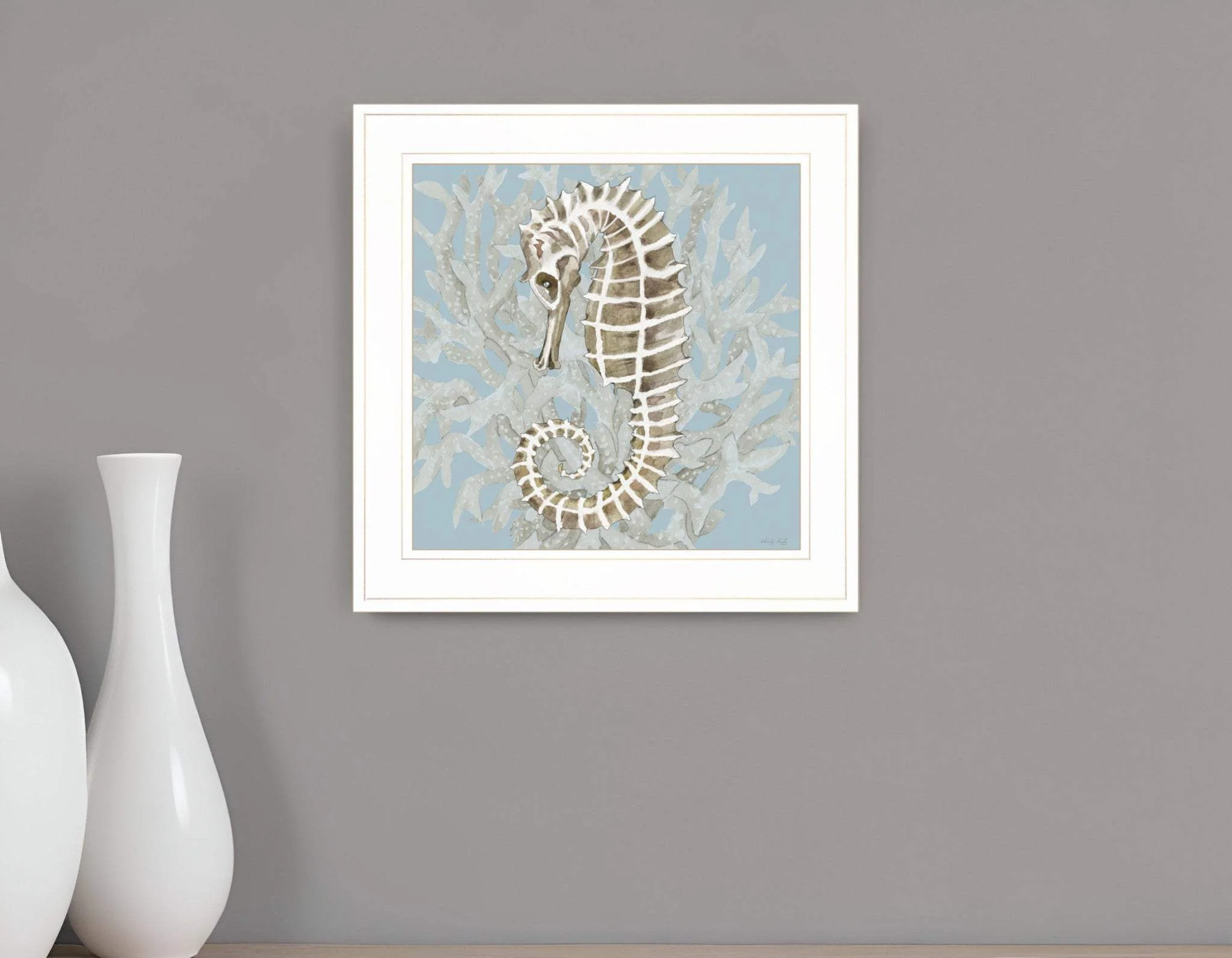 Coral Seahorse II 2 White Framed Print Wall Art