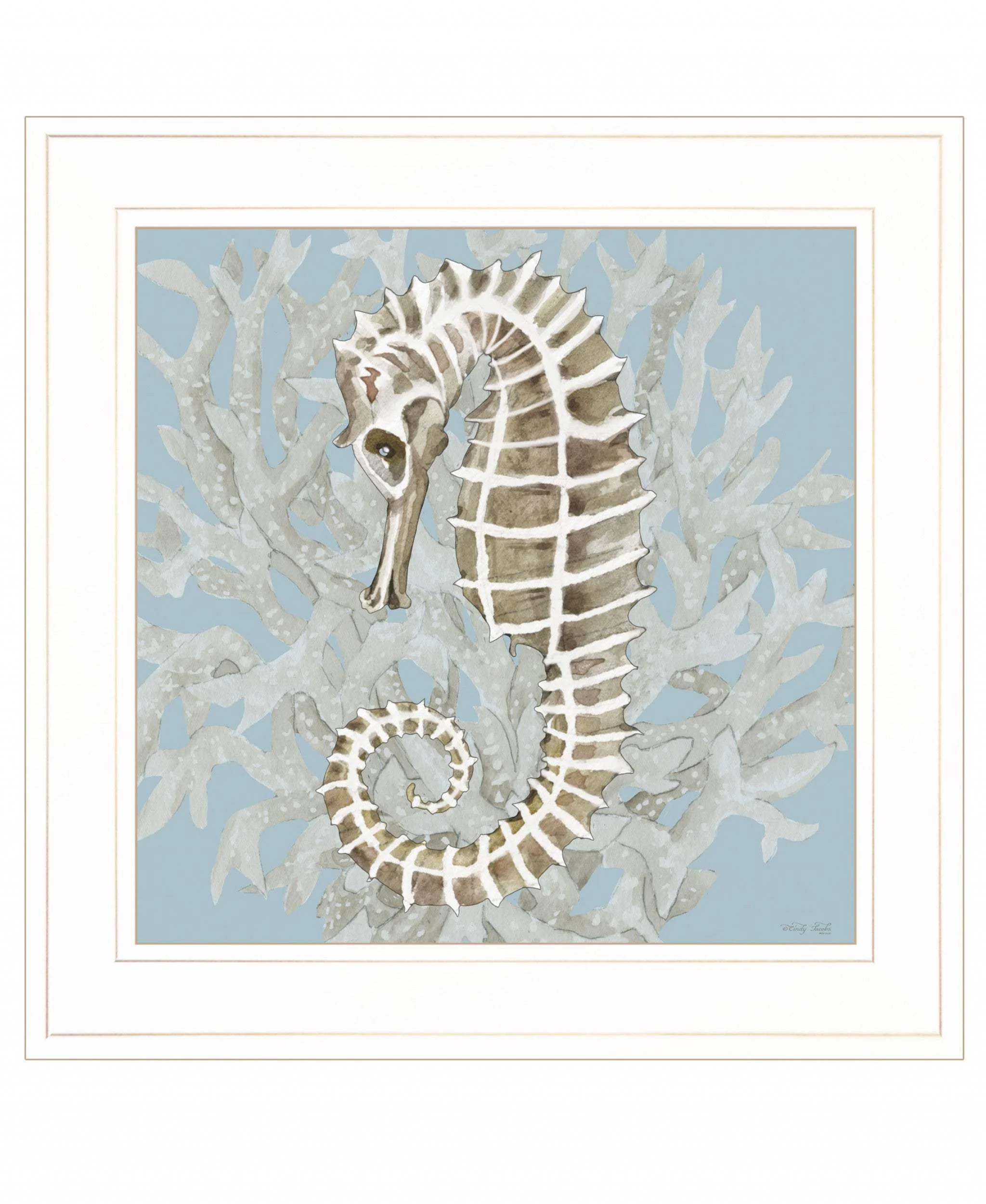 Coral Seahorse II 2 White Framed Print Wall Art - Image 2