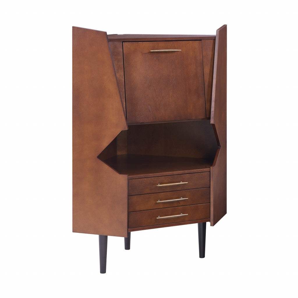 Cosmo Brown and Black Corner Bar Cabinet - Image 5