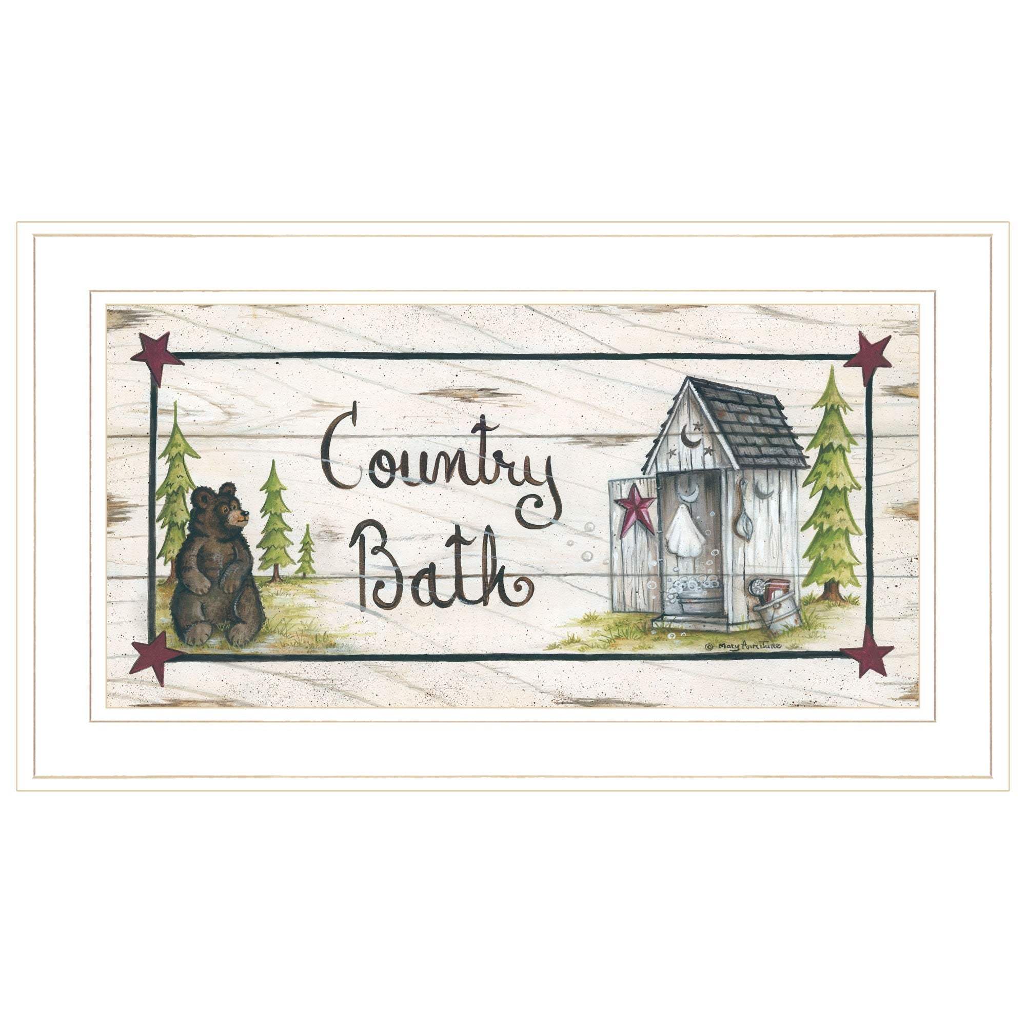 Country Bath 1 White Framed Print Bathroom Wall Art - Image 2