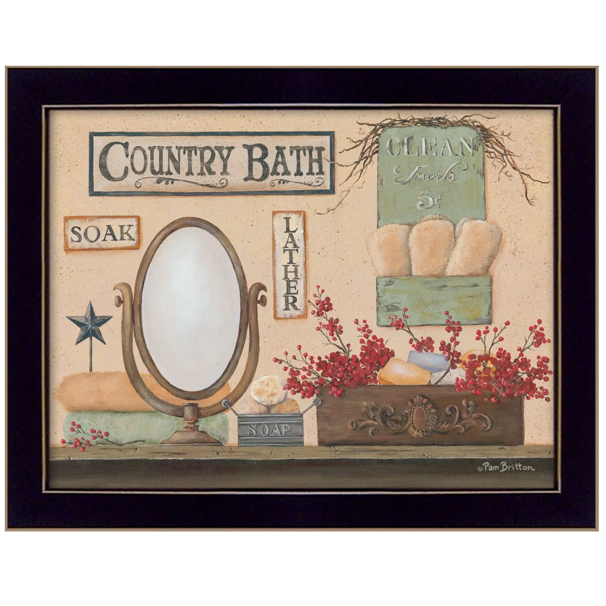 Country Bath 10 Black Framed Print Bathroom Wall Art - Image 2