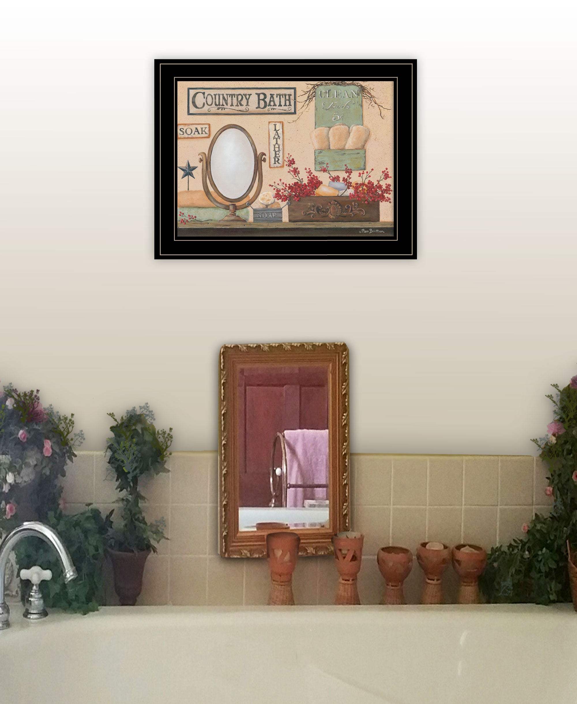 Country Bath 12 Black Framed Print Bathroom Wall Art - Image 4
