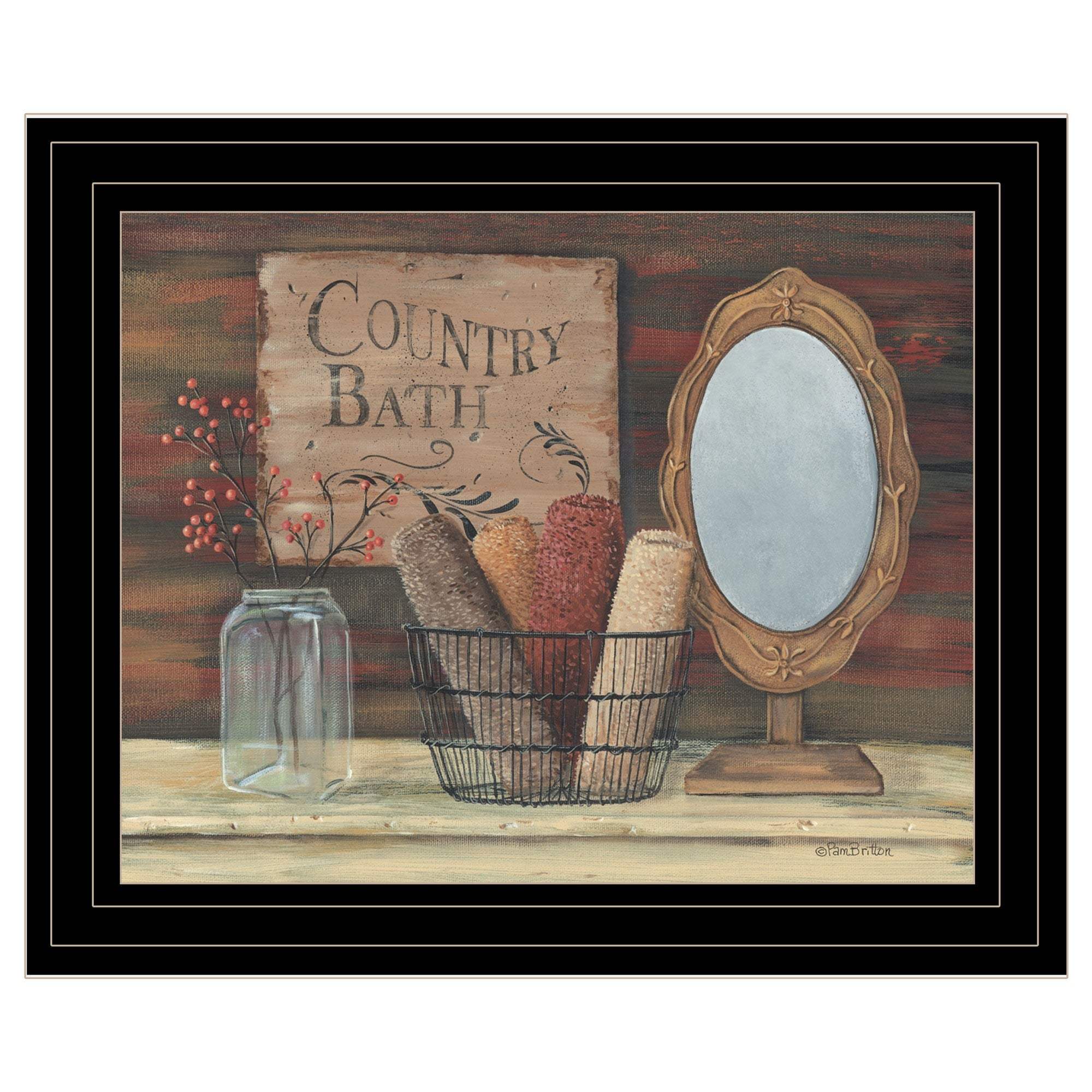 Country Bath 5 Black Framed Print Bathroom Wall Art - Image 2