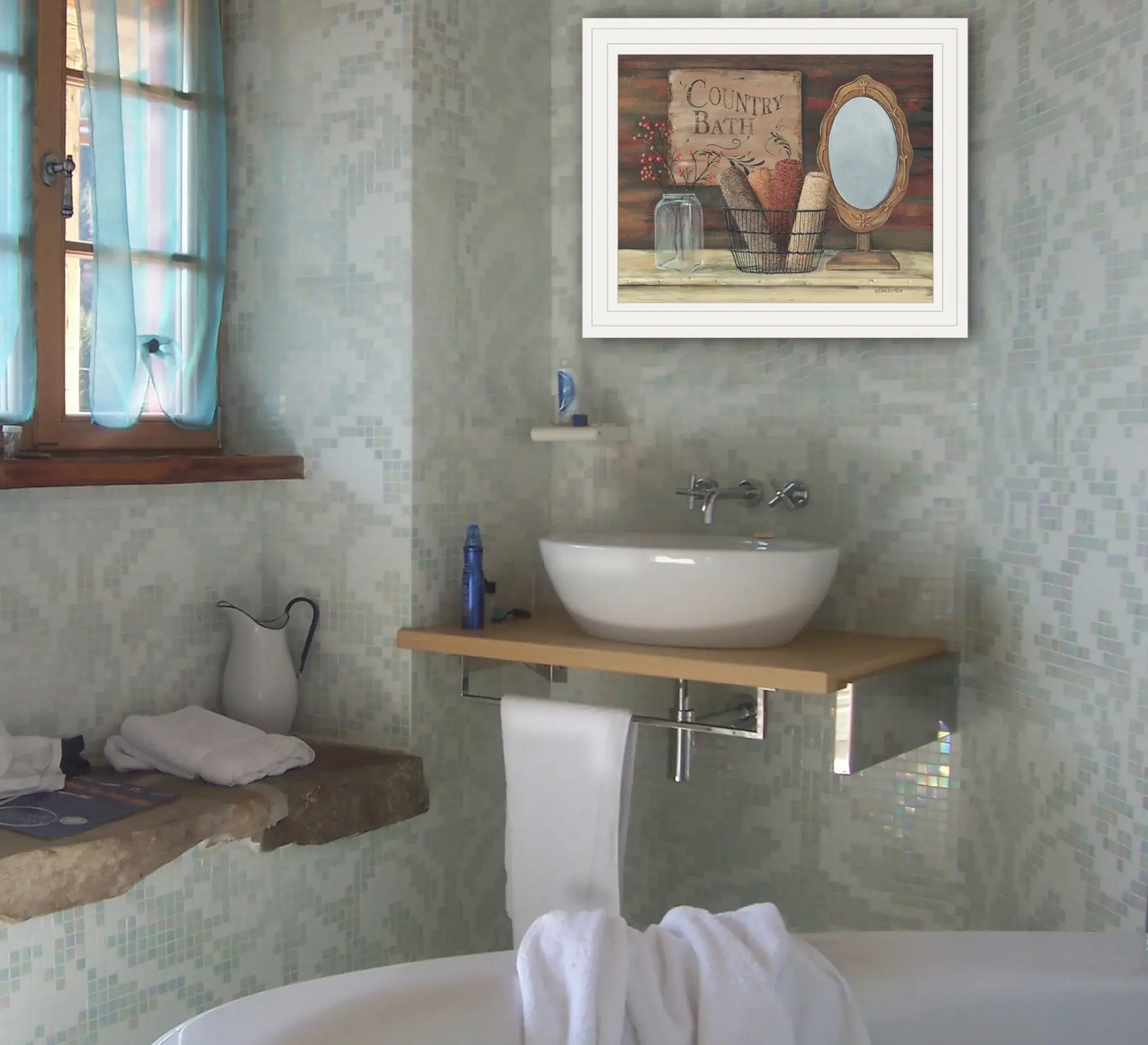 Country Bath 6 White Framed Print Bathroom Wall Art - Image 4