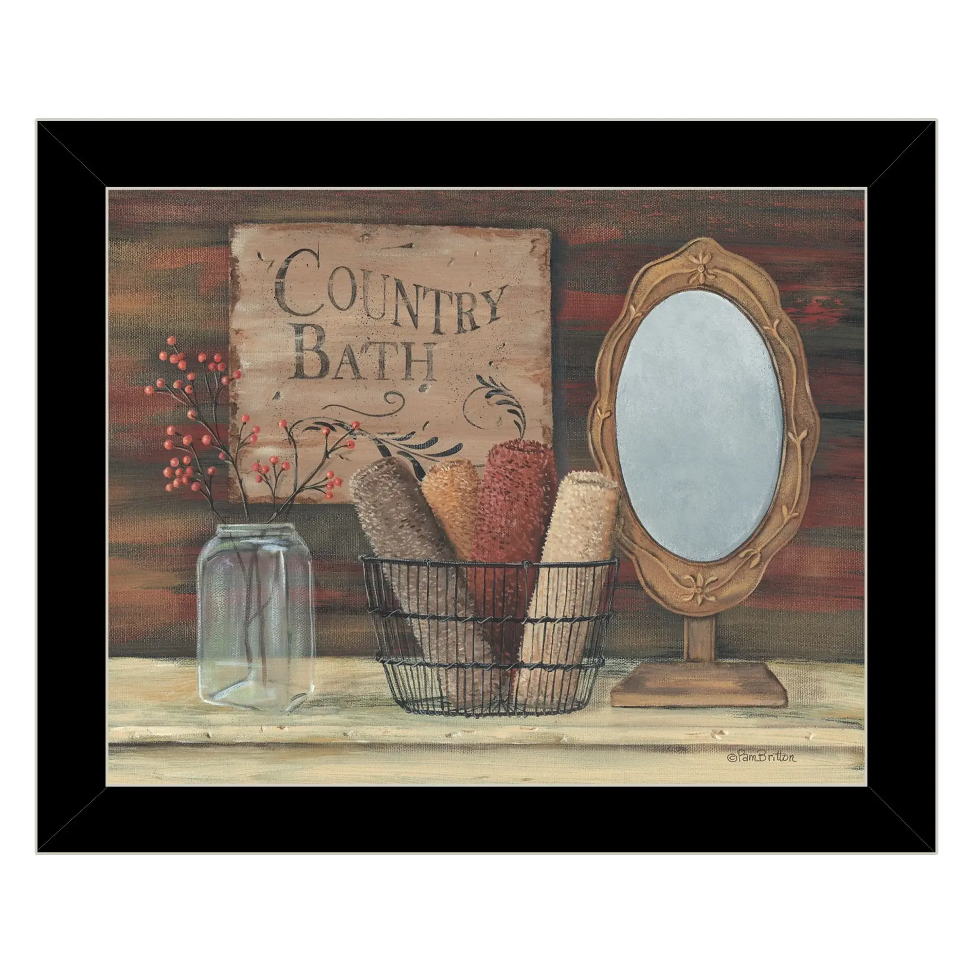 Country Bath 7 Black Framed Print Bathroom Wall Art - Image 2