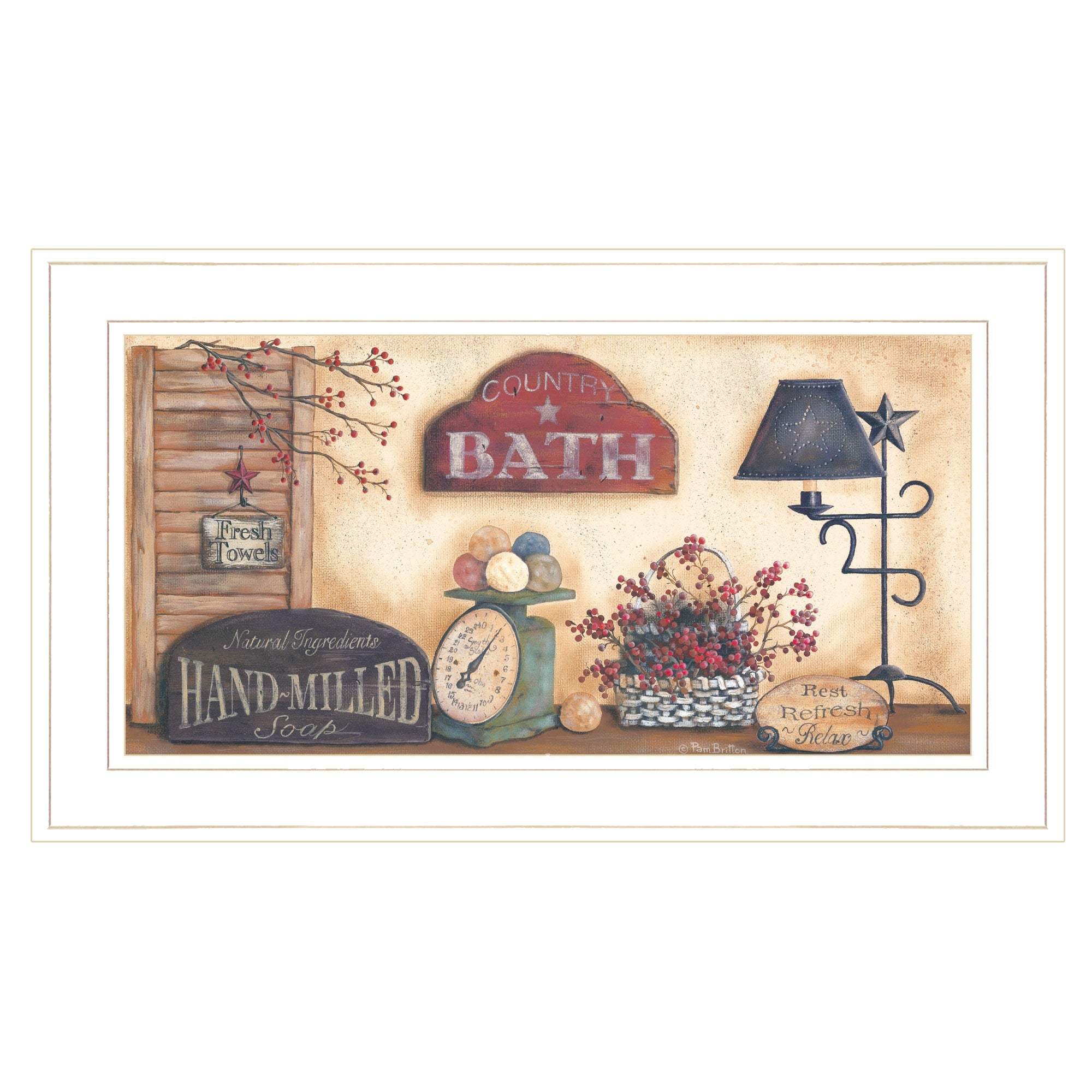Country Bath 8 White Framed Print Bathroom Wall Art - Image 2