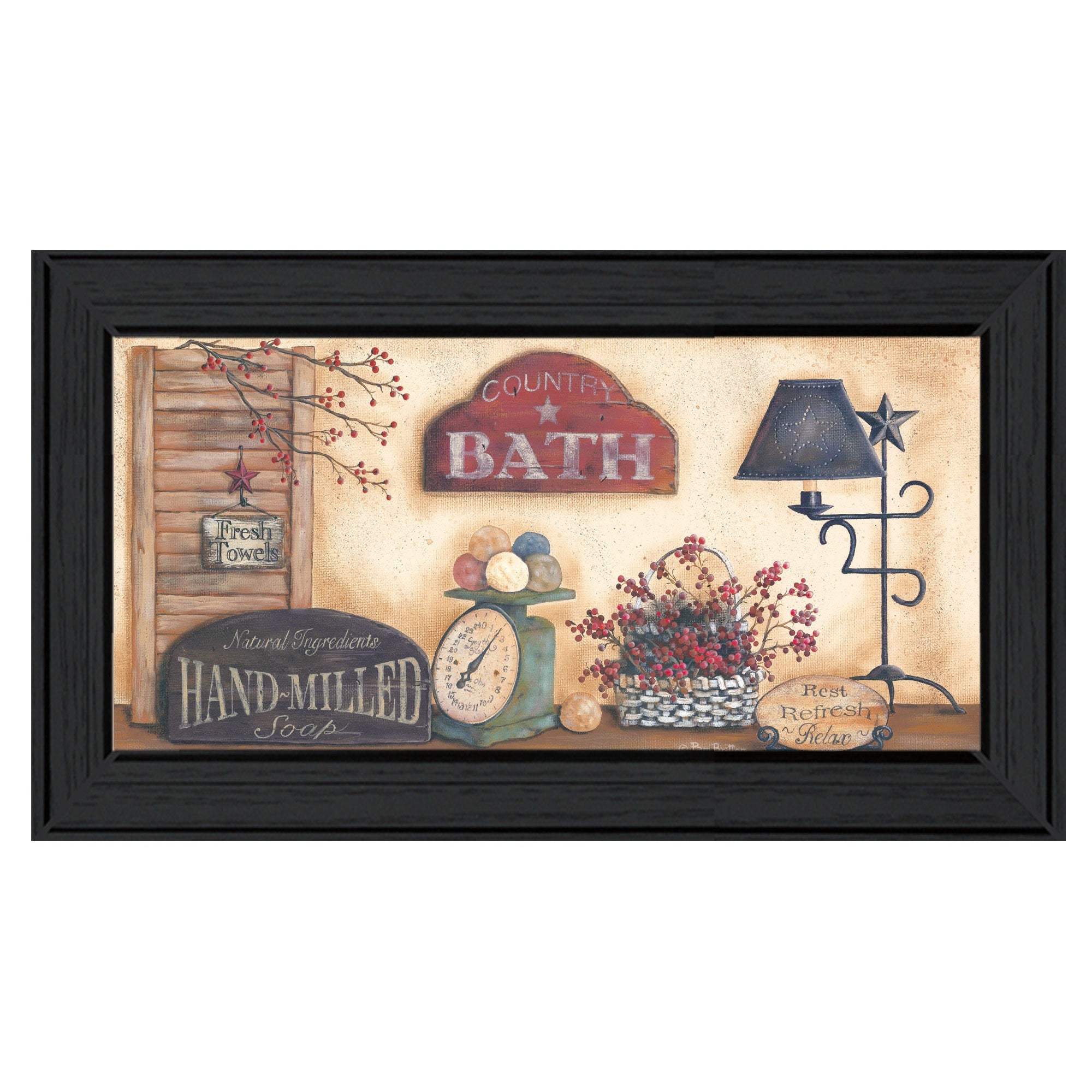 Country Bath 9 Black Framed Print Bathroom Wall Art - Image 2