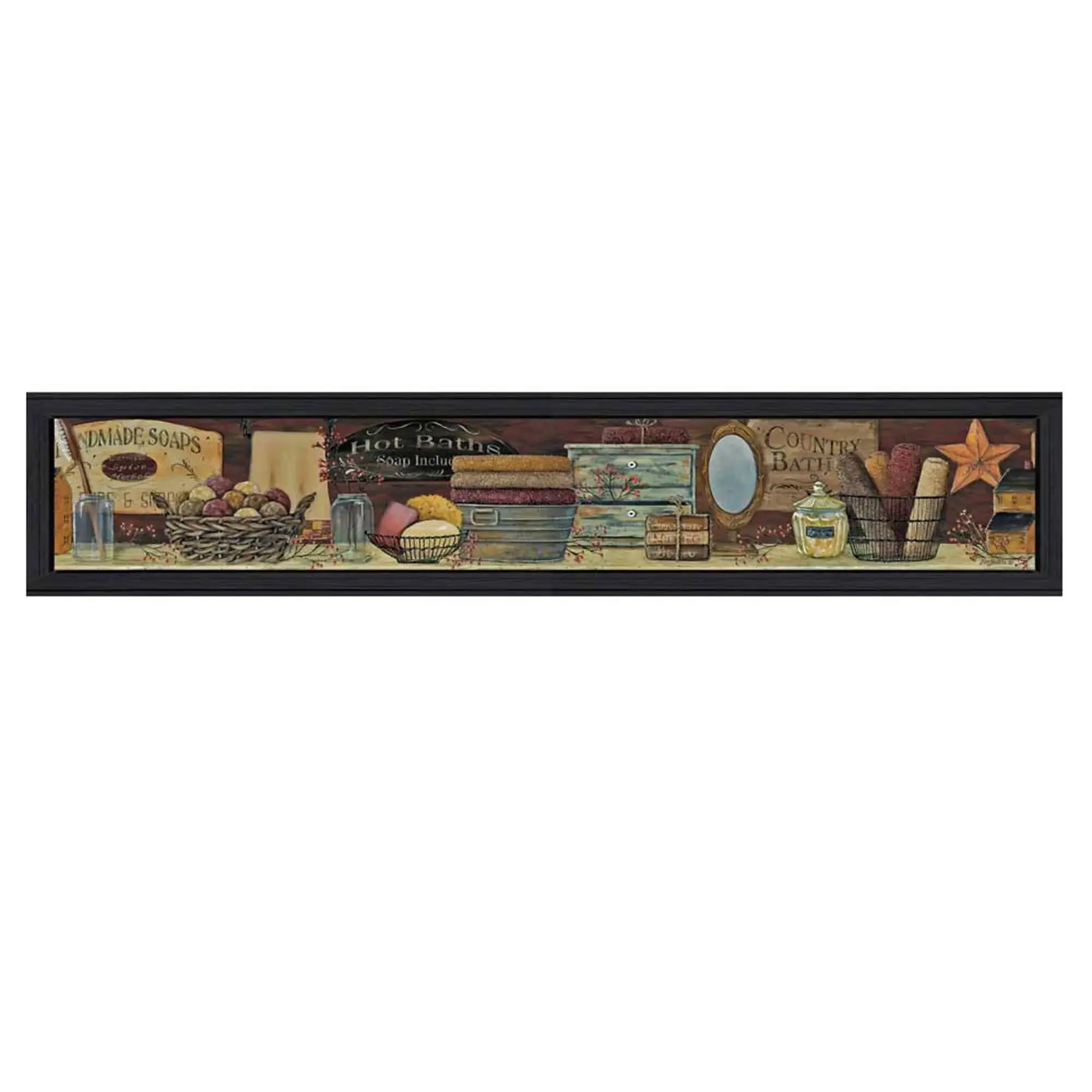 Country Bath Shelf 1 Black Framed Print Bathroom Wall Art - Image 2