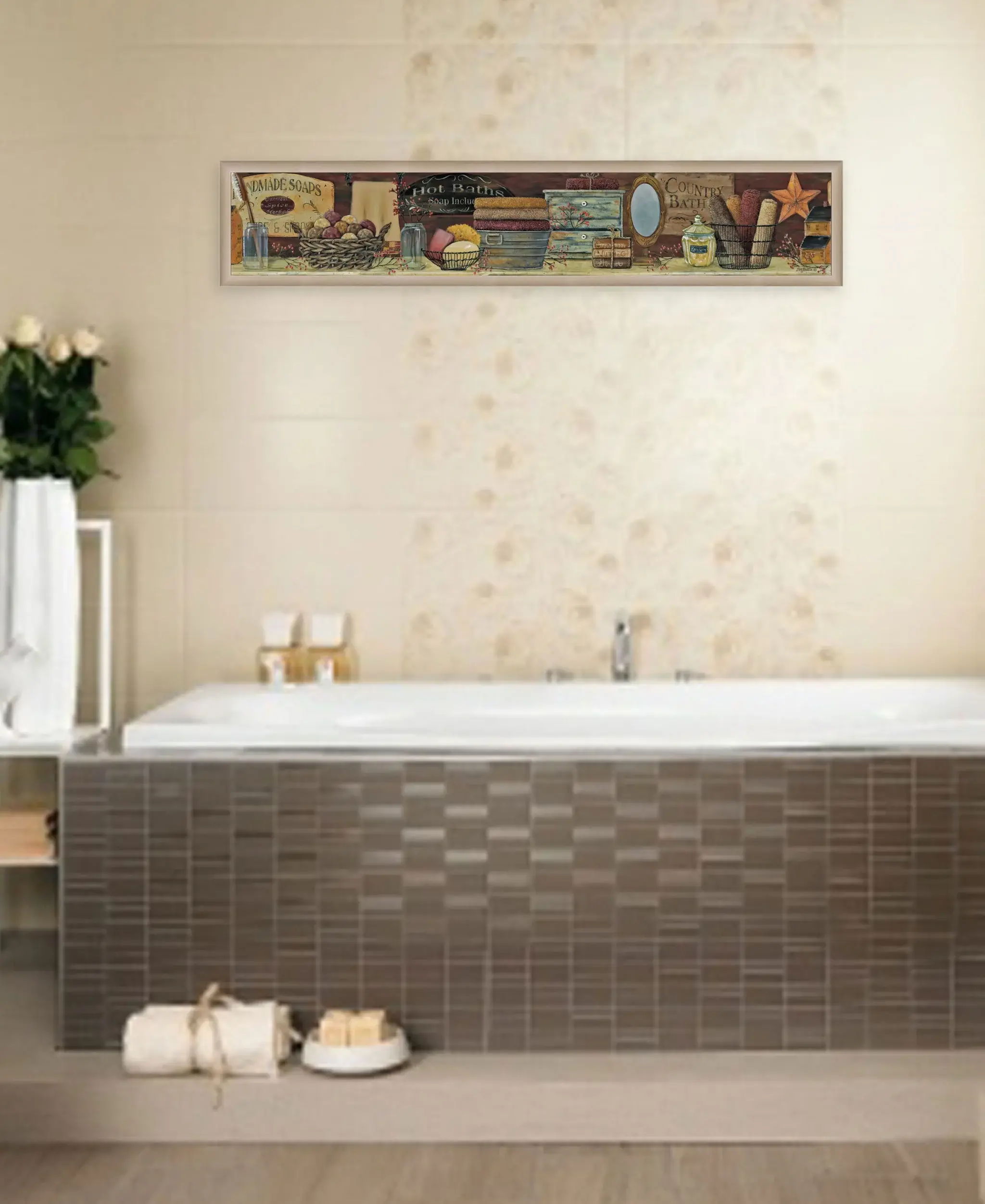 Country Bath Shelf 5 Brown Framed Print Bathroom Wall Art - Image 5