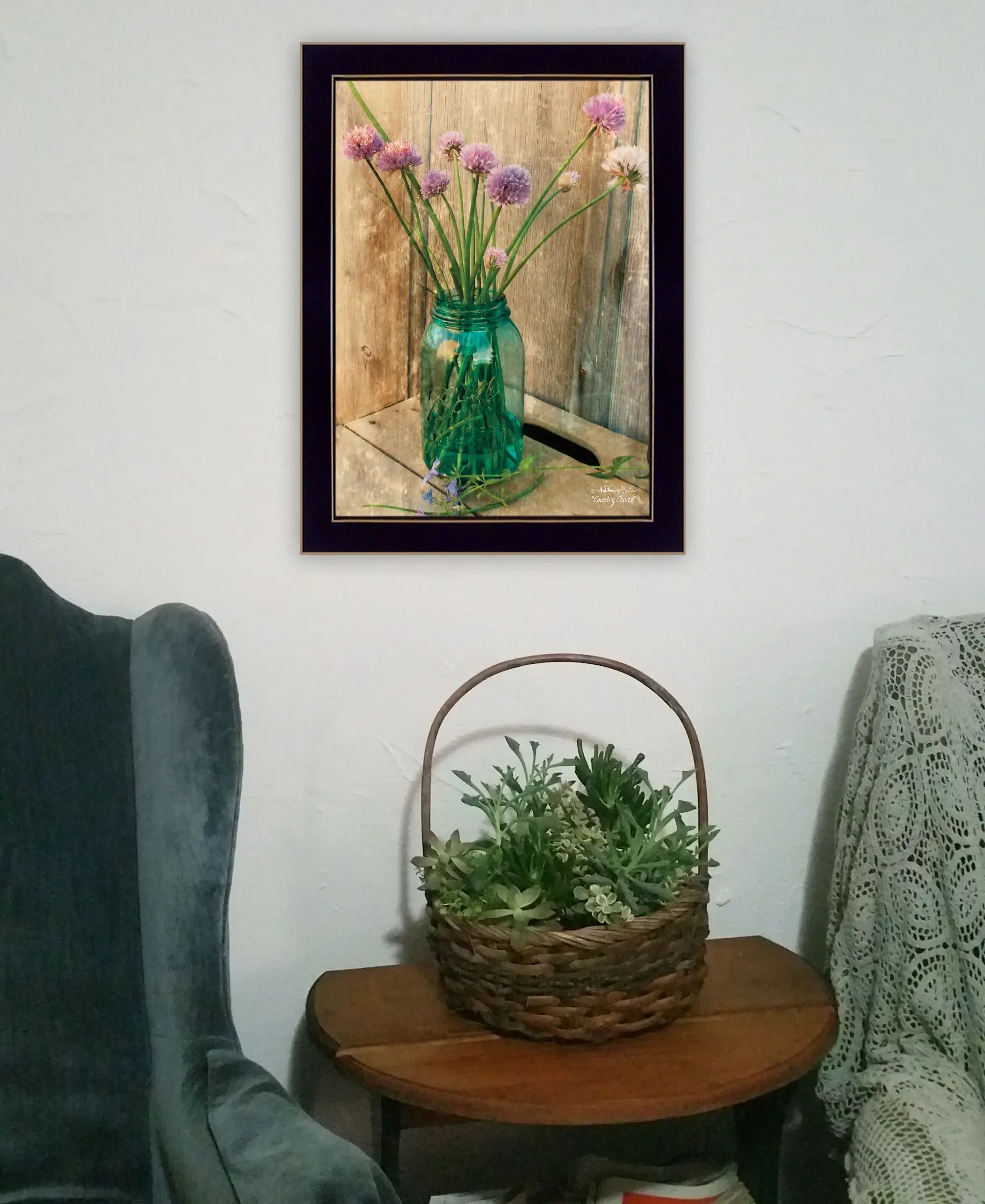 Country Chives 3 Black Framed Print Wall Art - Image 5