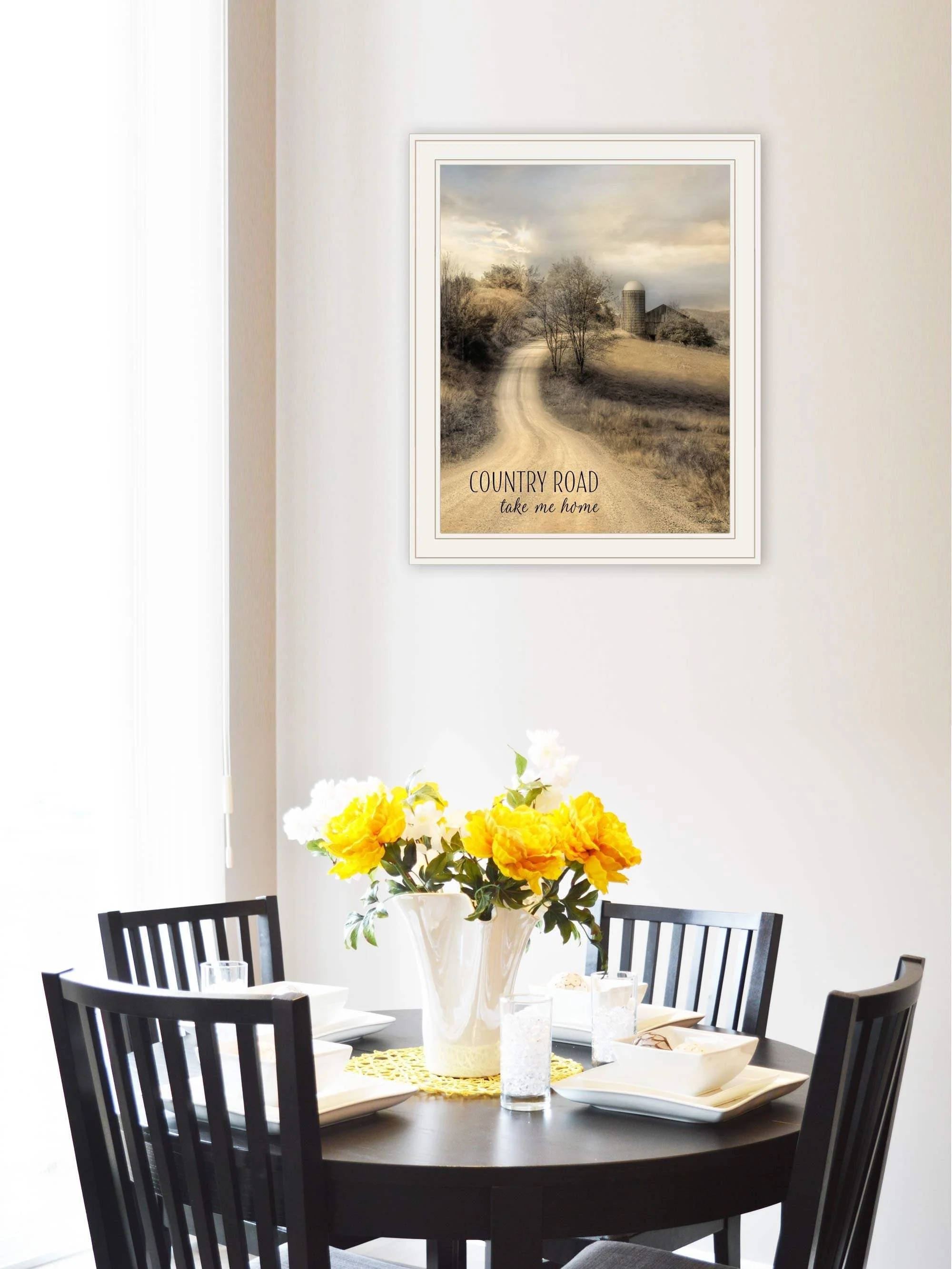 Country Road Take Me Home 1 White Framed Print Wall Art - Image 3