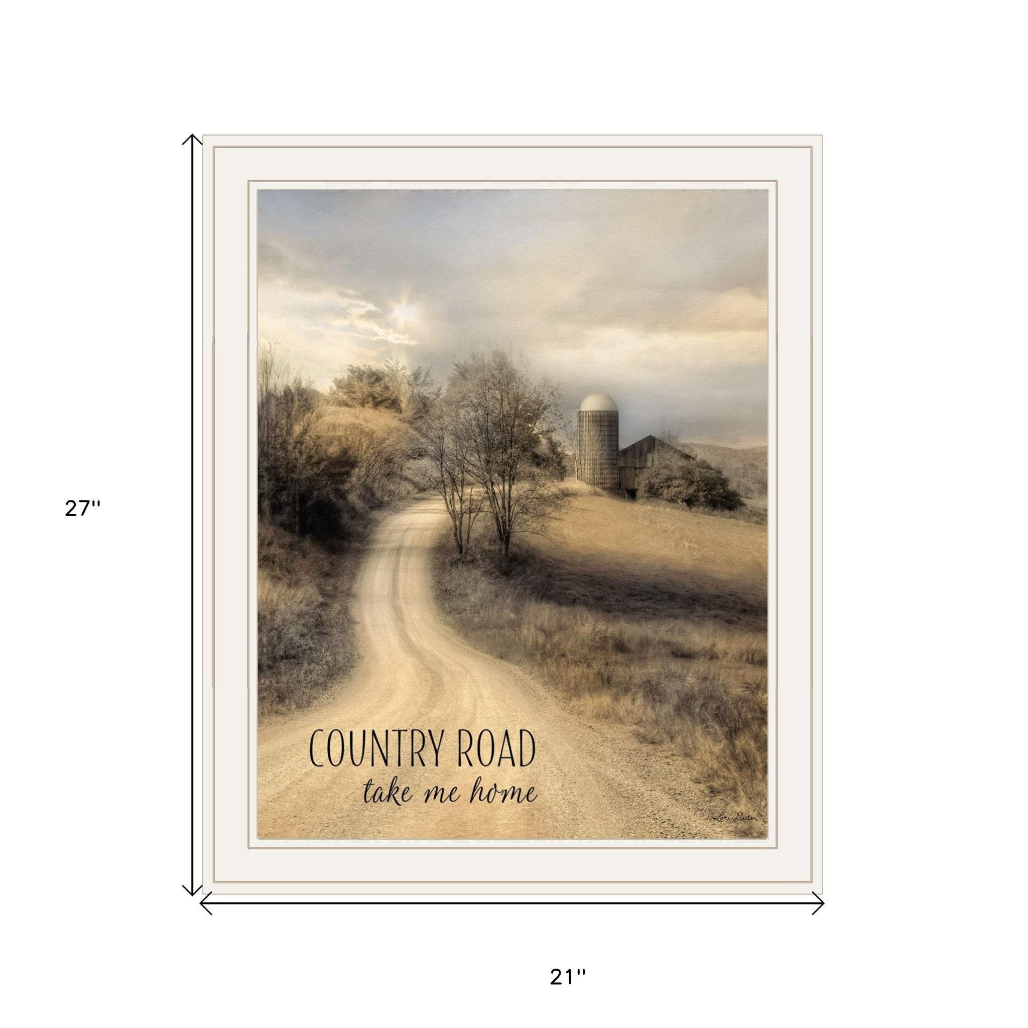Country Road Take Me Home 1 White Framed Print Wall Art - Image 4