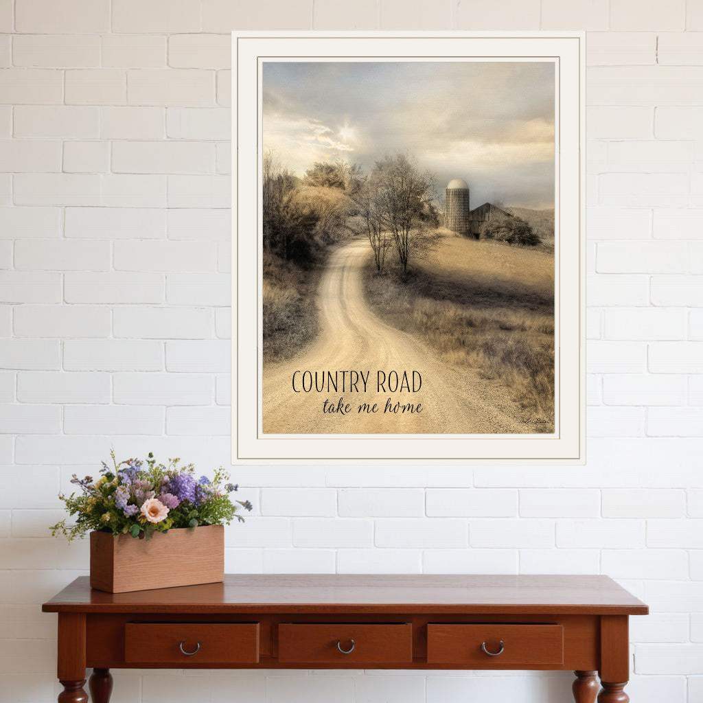 Country Road Take Me Home 1 White Framed Print Wall Art - Image 5