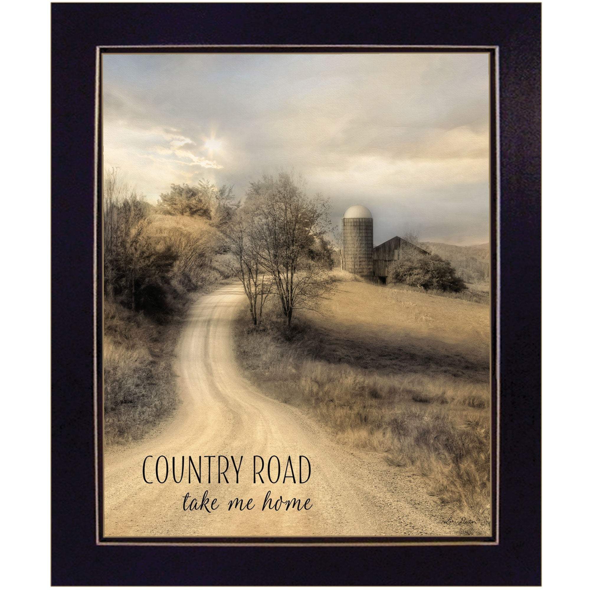 Country Road Take Me Home 2 Black Framed Print Wall Art - Image 2