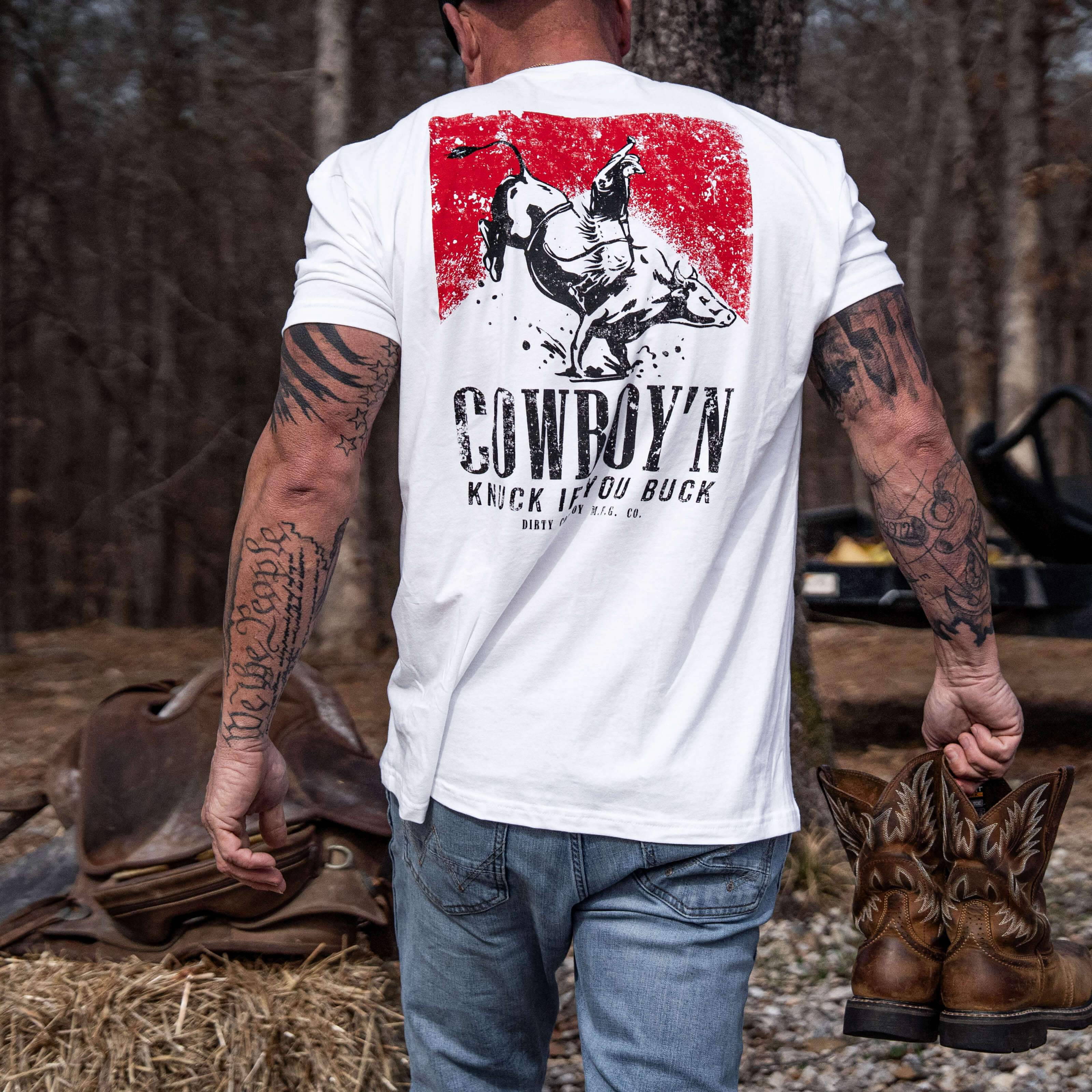 Cowboy'n Knuck If You Buck Rodeo Men's T-Shirt - Image 7