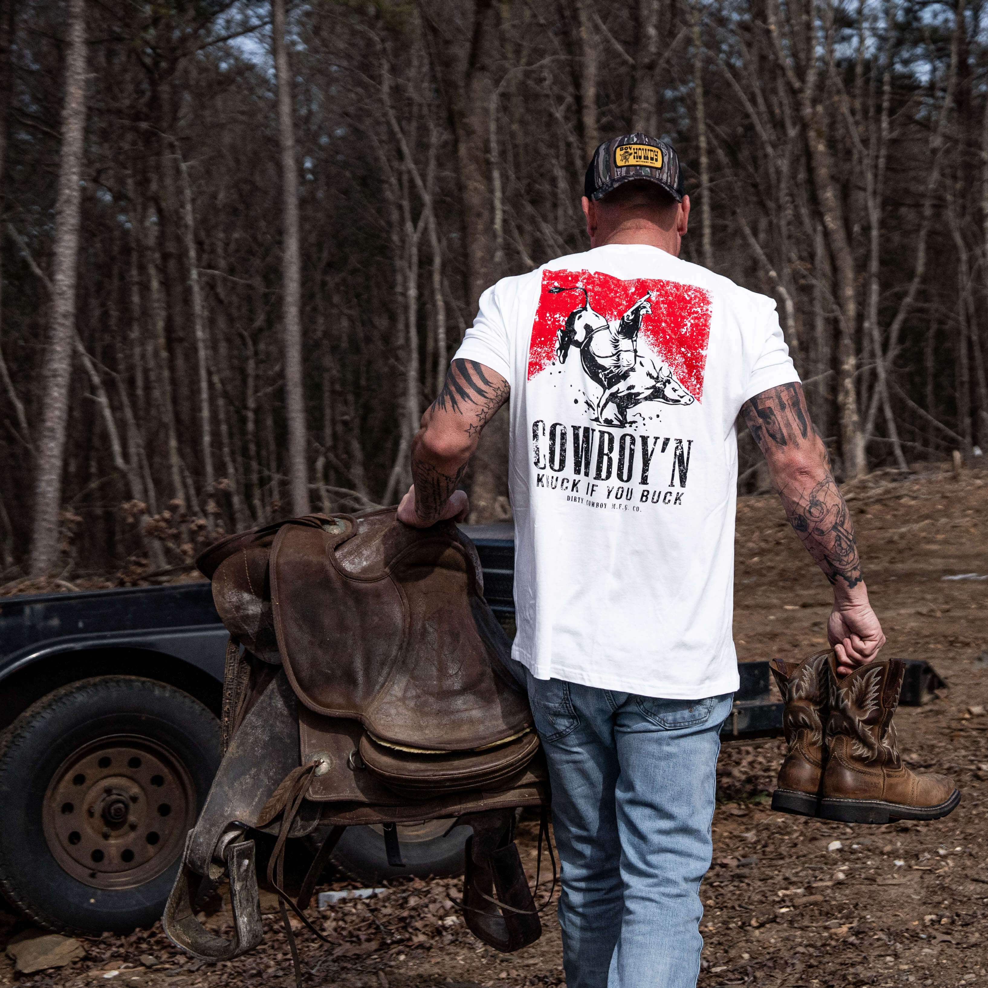 Cowboy'n Knuck If You Buck Rodeo Men's T-Shirt - Image 8