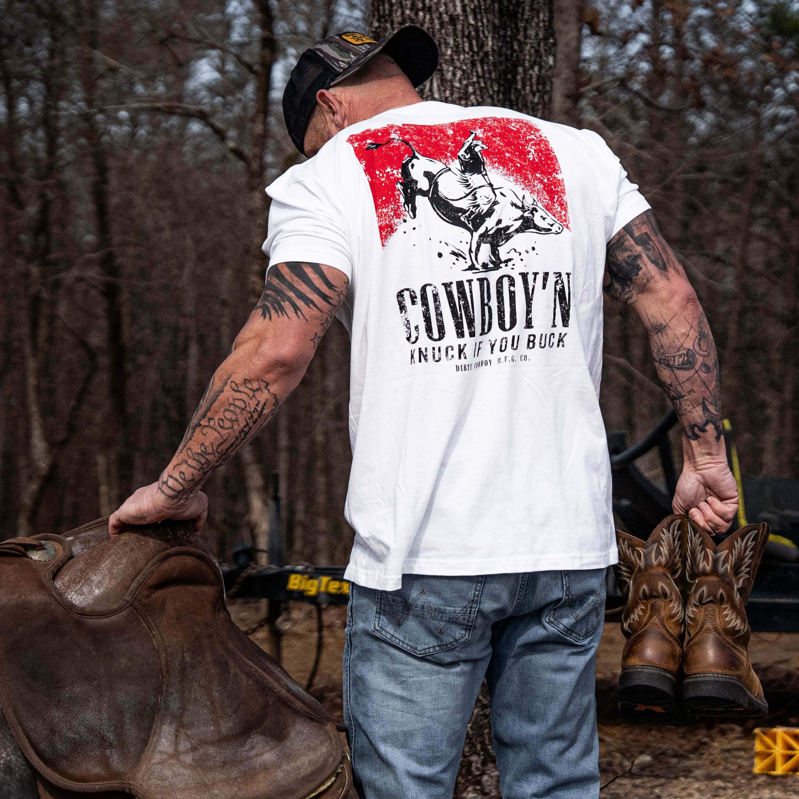 Cowboy'n Knuck If You Buck Rodeo Men's T-Shirt - Image 9