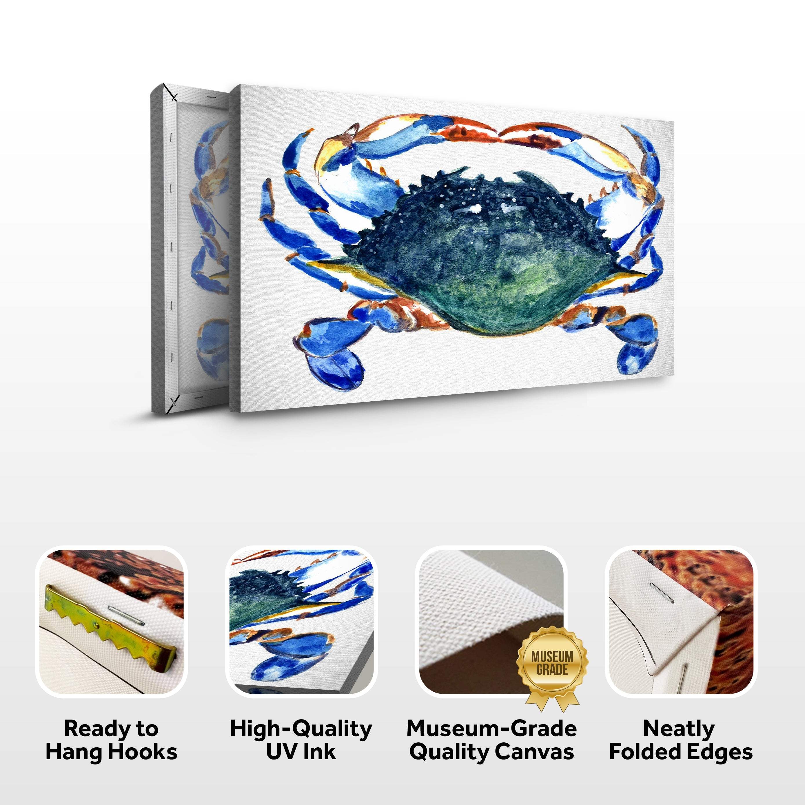 Crab Art Watercolor Canvas Wall Art - Image 4