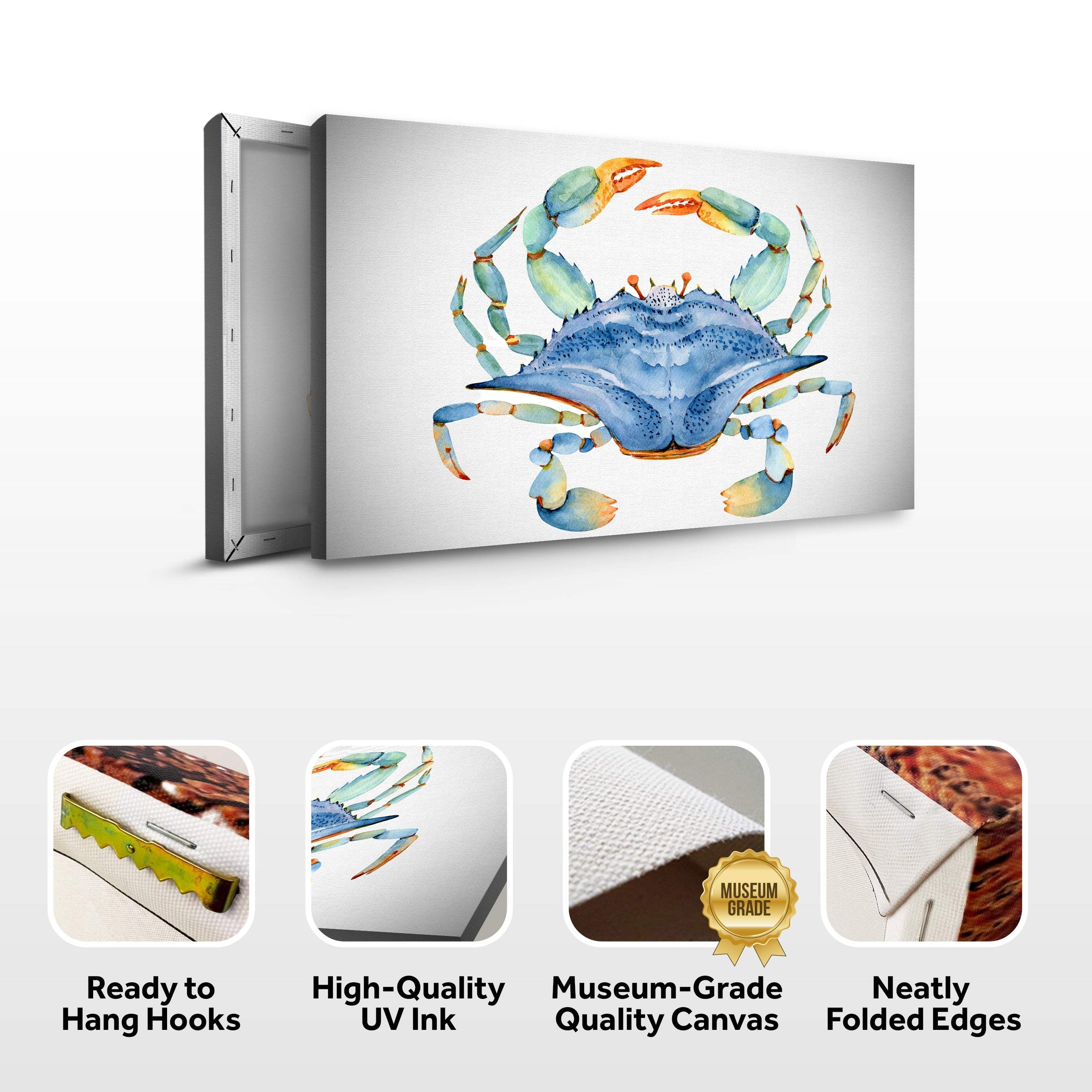 Crab Watercolor Canvas Wall Art IV - Image 4