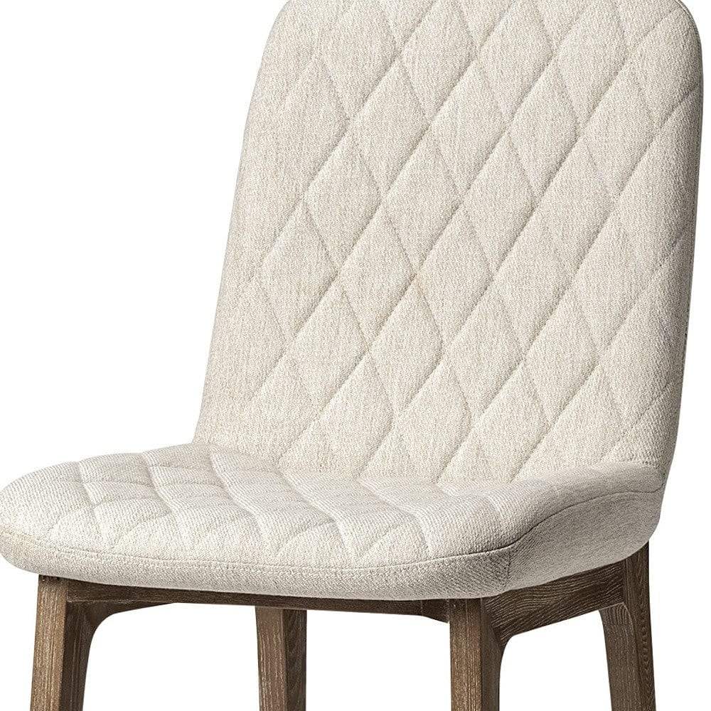 Cream And Brown Upholstered Fabric Dining Side Chair - Image 4