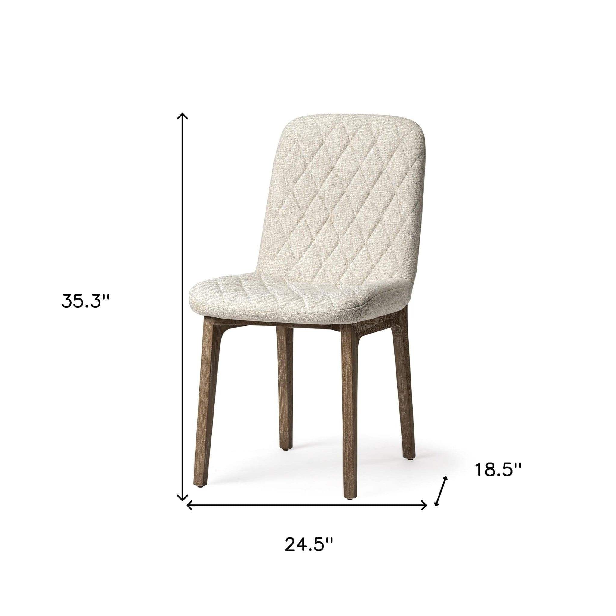 Cream And Brown Upholstered Fabric Dining Side Chair - Image 5