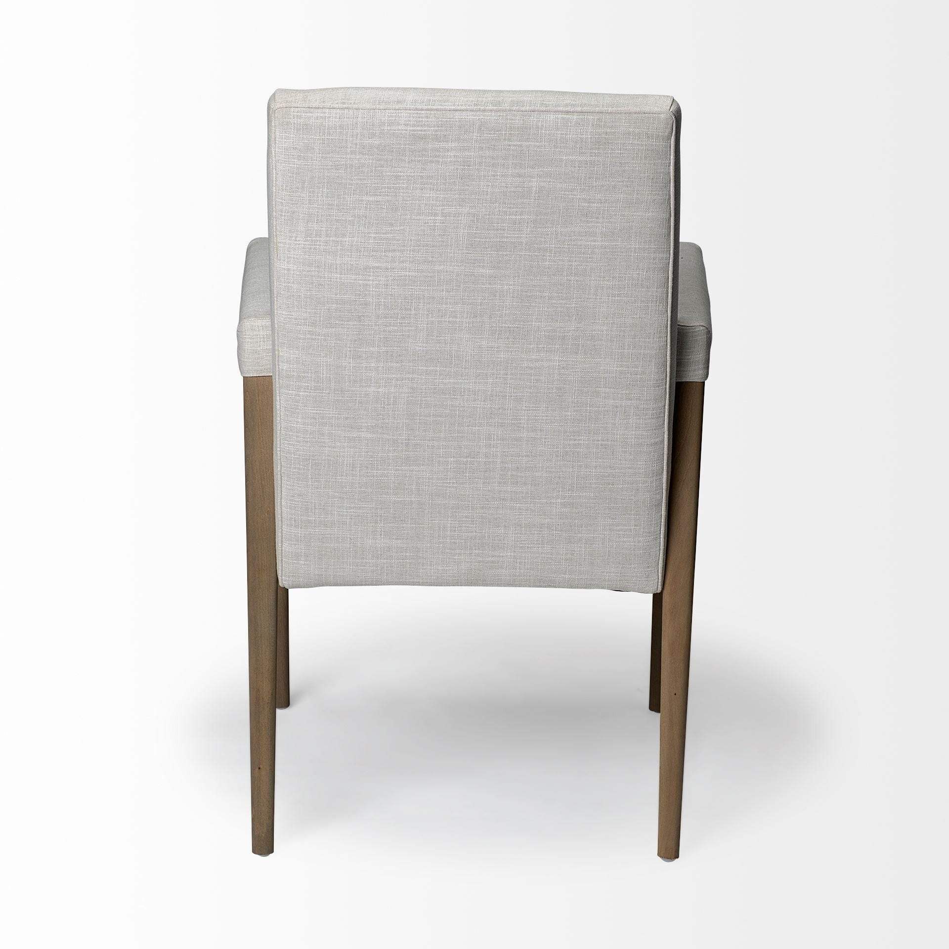 Cream And Brown Upholstered Fabric King Louis Back Dining Arm Chair - Image 4