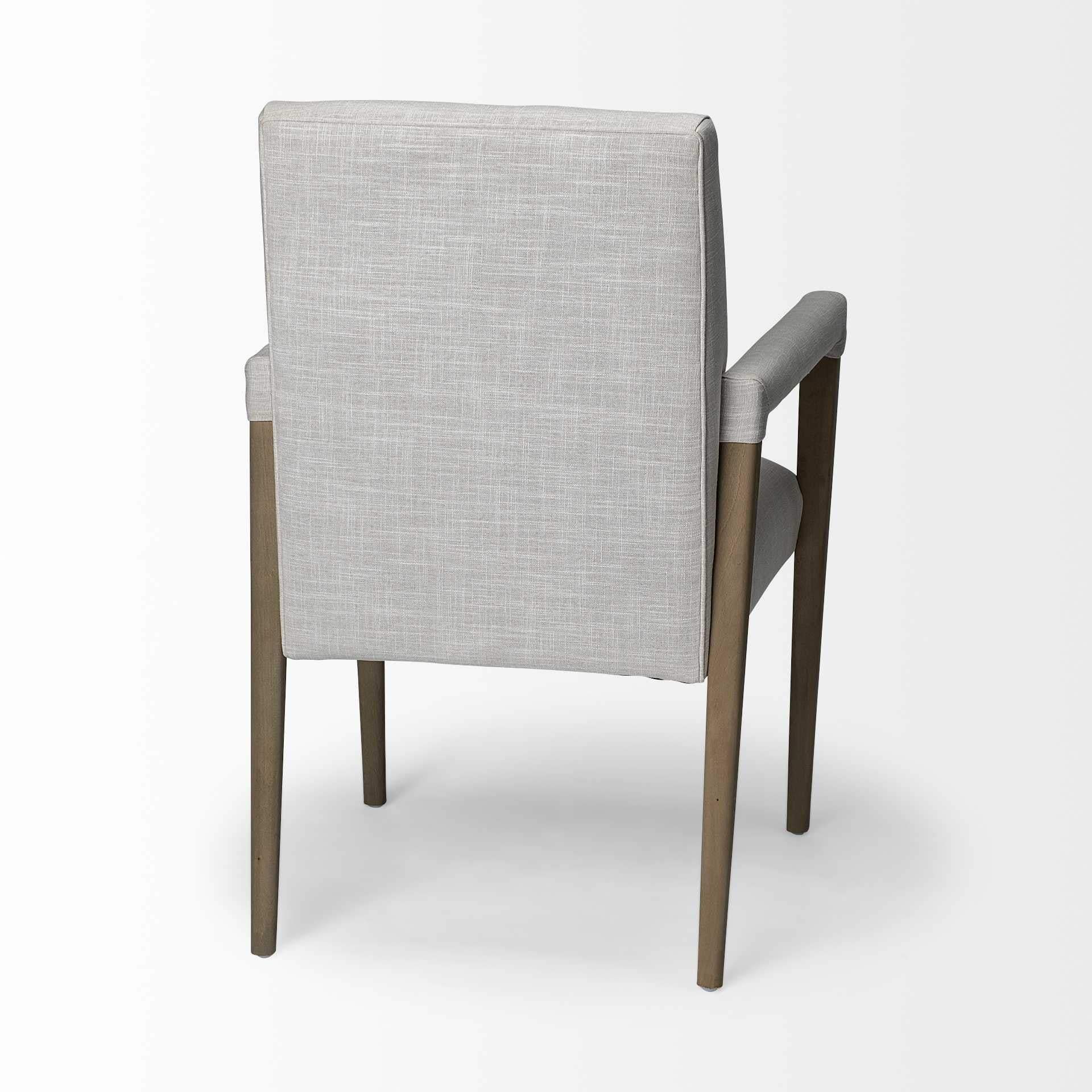Cream And Brown Upholstered Fabric King Louis Back Dining Arm Chair - Image 5