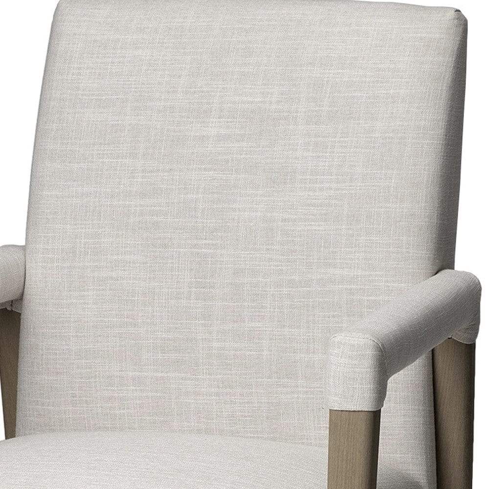 Cream And Brown Upholstered Fabric King Louis Back Dining Arm Chair - Image 7
