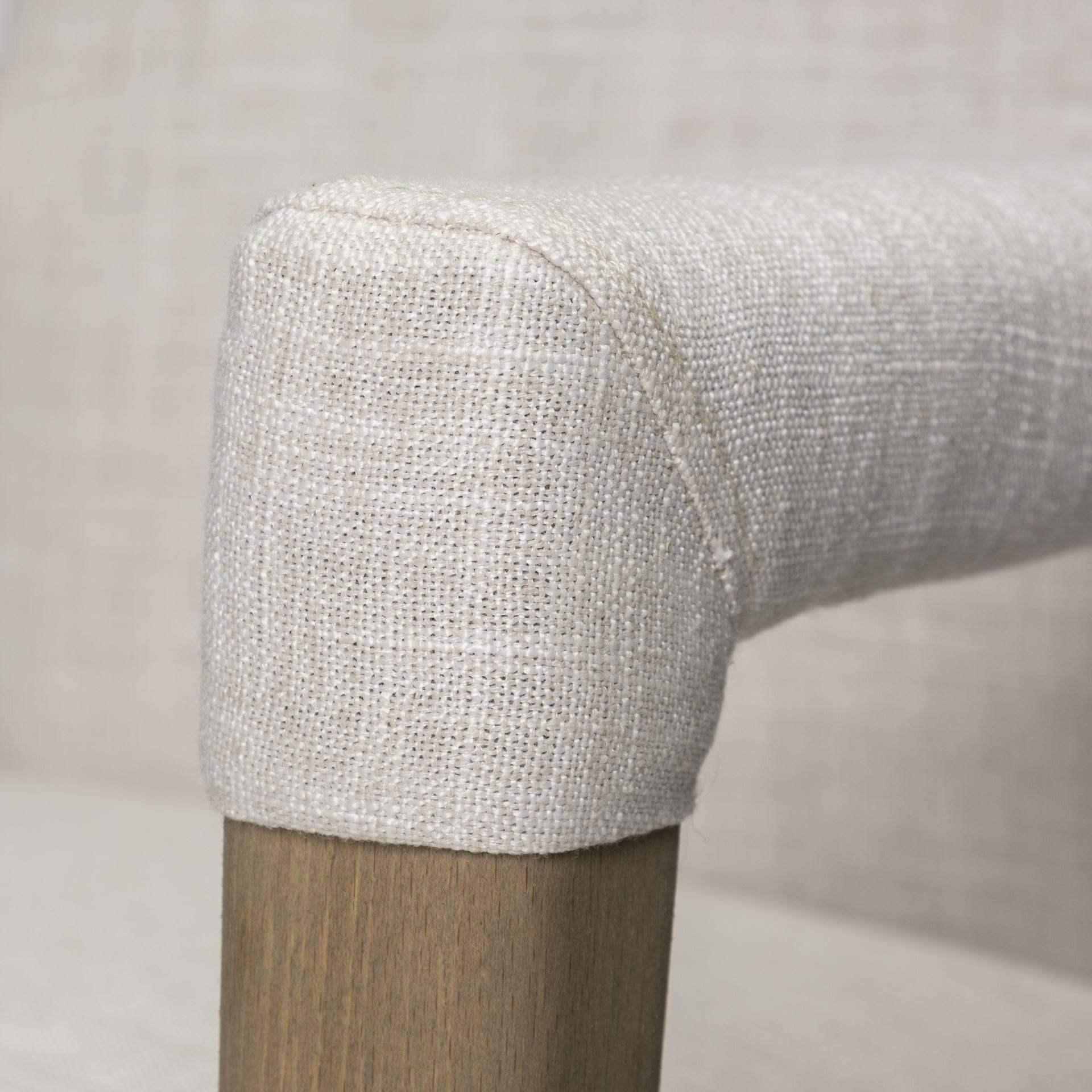 Cream And Brown Upholstered Fabric King Louis Back Dining Arm Chair - Image 8