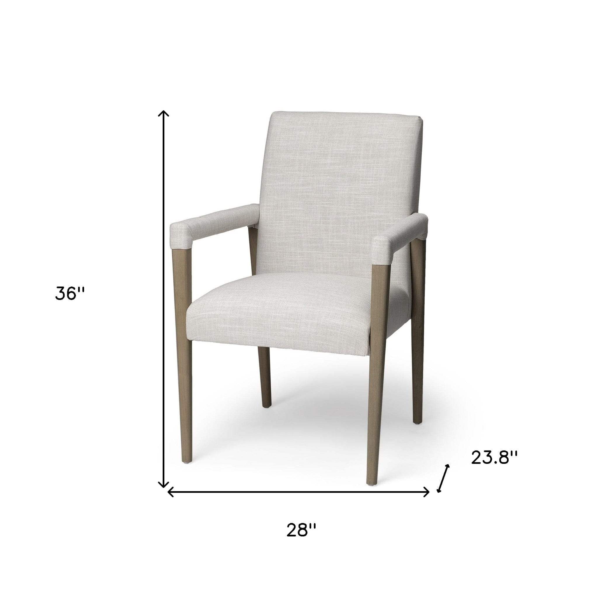 Cream And Brown Upholstered Fabric King Louis Back Dining Arm Chair - Image 9