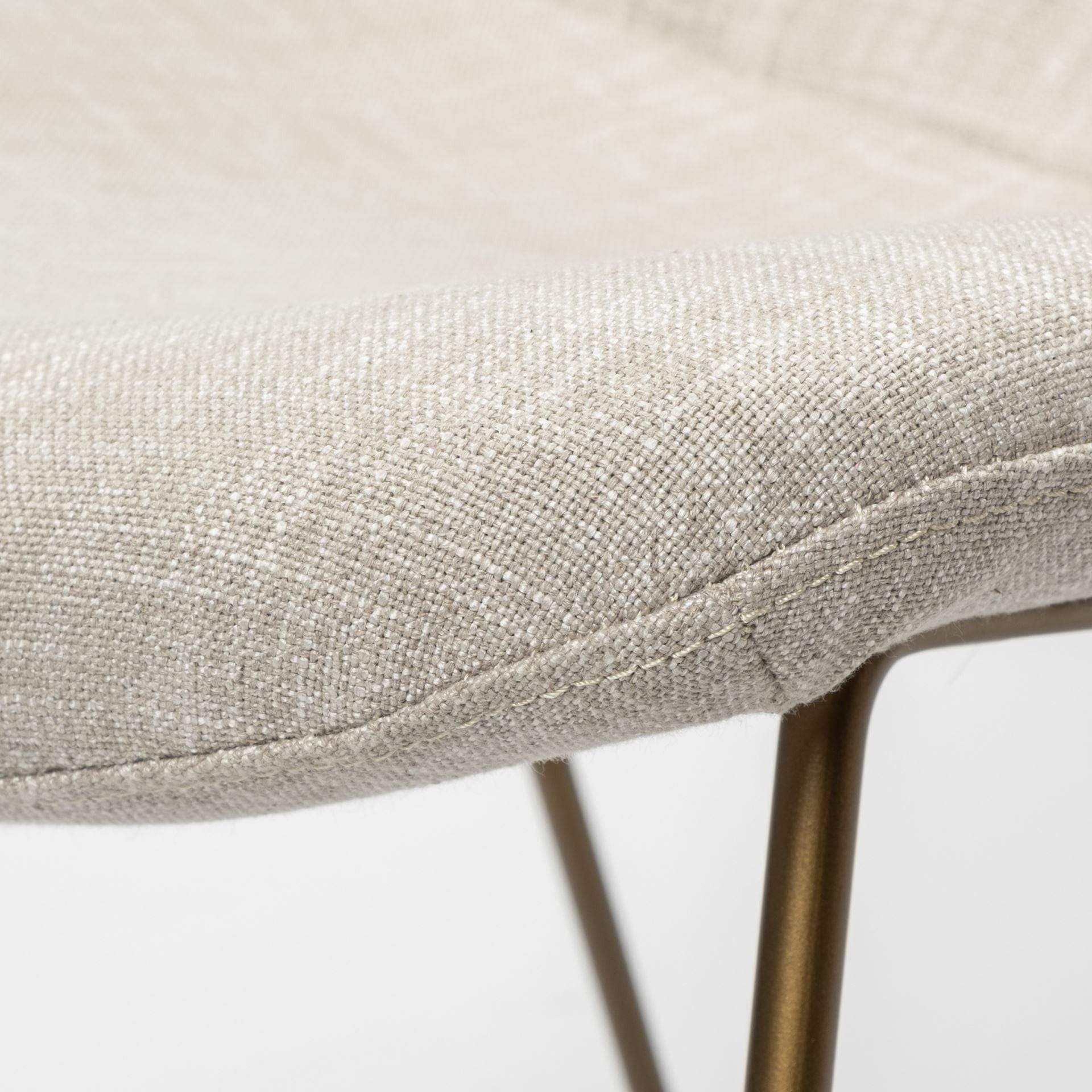 Cream And Gold Upholstered Fabric Dining Arm Chair - Image 6