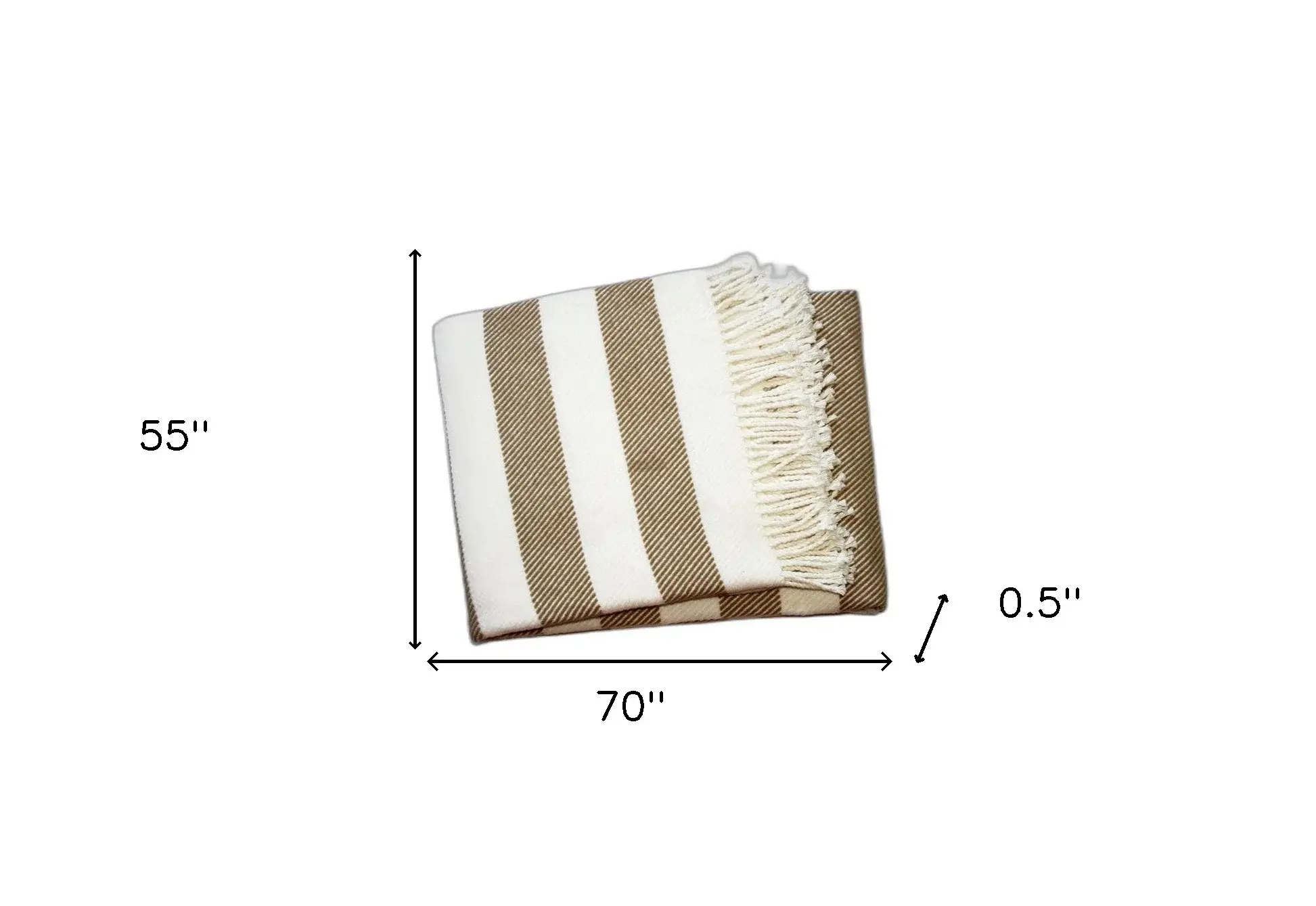Cream and Stone Slanted Stripe Fringed Throw Blanket - Image 8