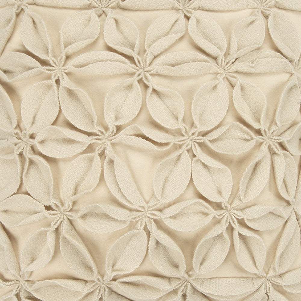 Cream Pinwheel Floral Petal Down Filled Throw Pillow - Image 5
