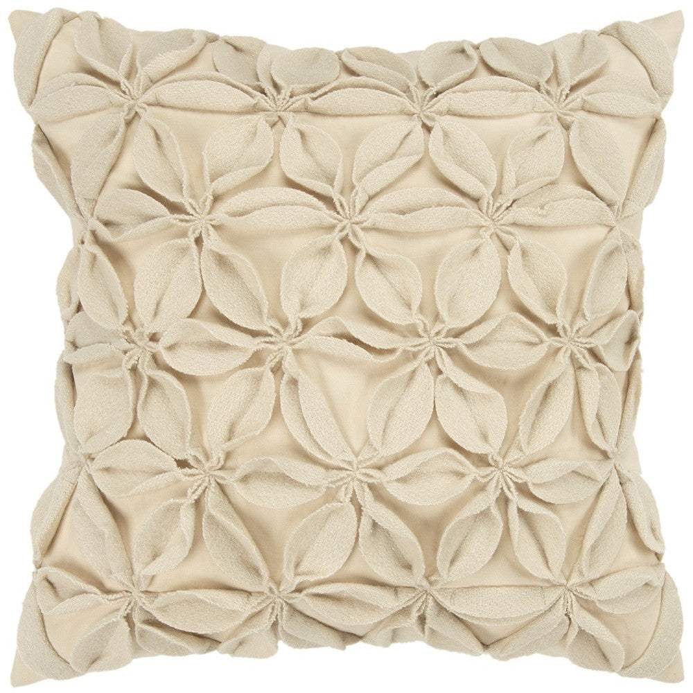 Cream Pinwheel Floral Petal Down Filled Throw Pillow - Image 6