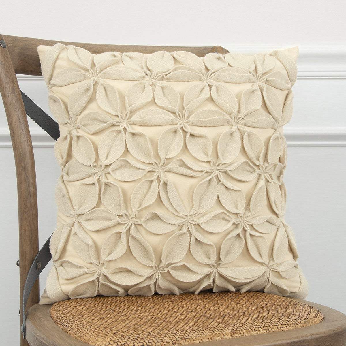 Cream Pinwheel Floral Petal Down Filled Throw Pillow - Image 7