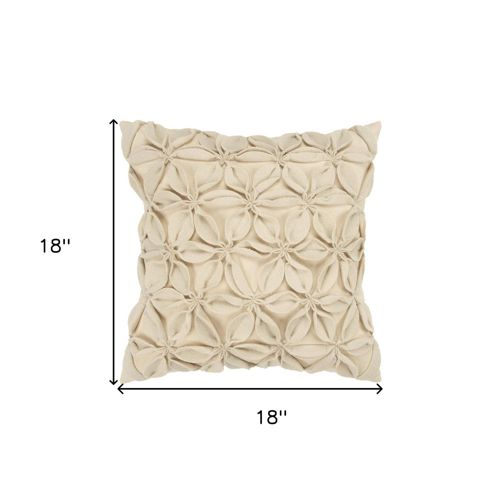 Cream Pinwheel Floral Petal Down Filled Throw Pillow - Image 8