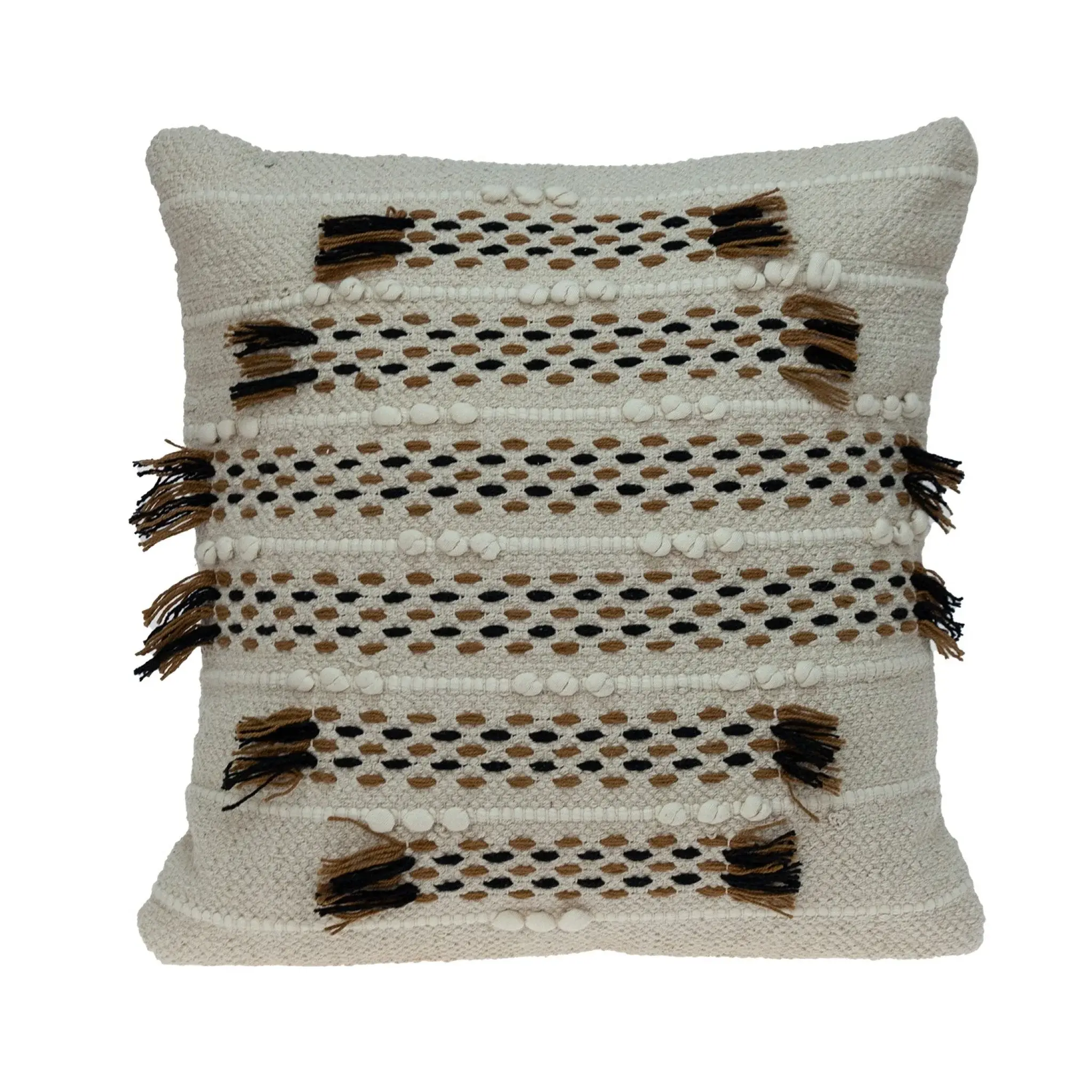 Creamy Beige Textured Throw Pillow - Image 2