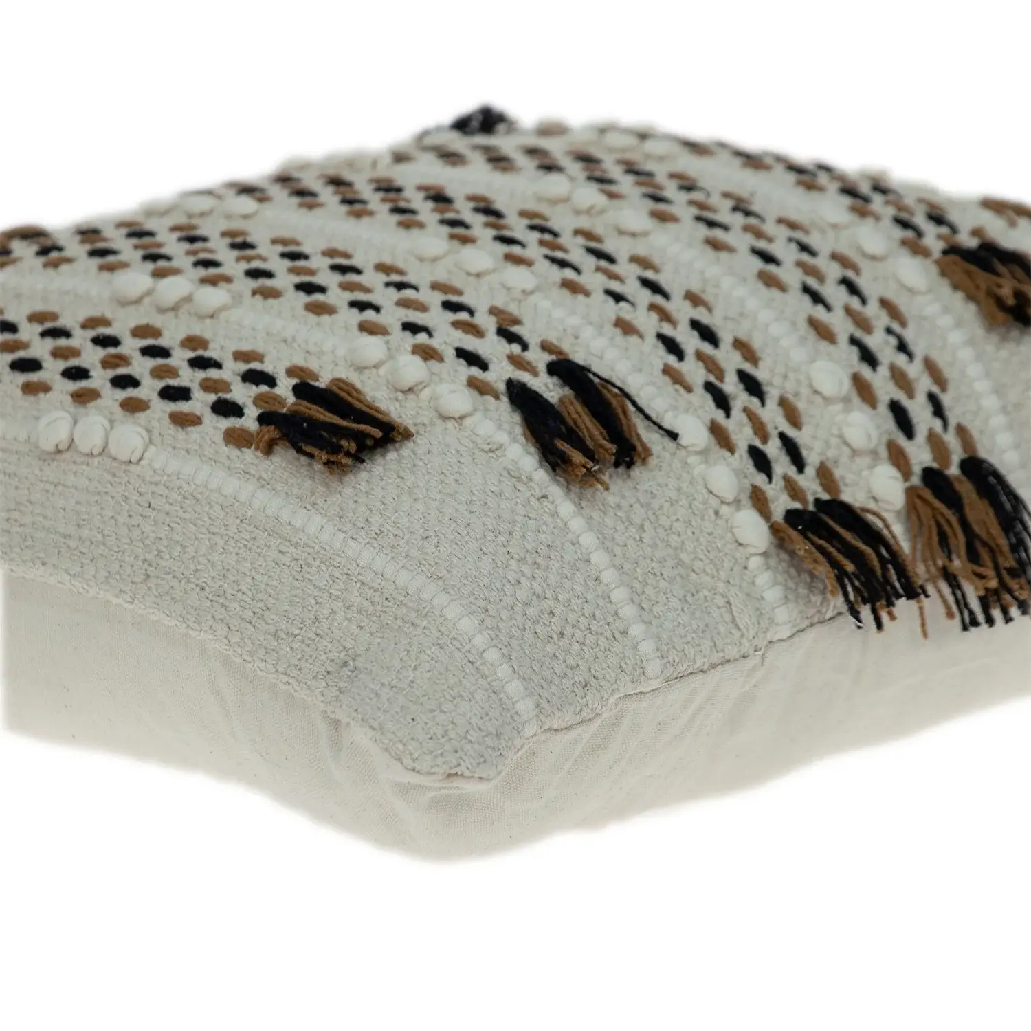 Creamy Beige Textured Throw Pillow - Image 5