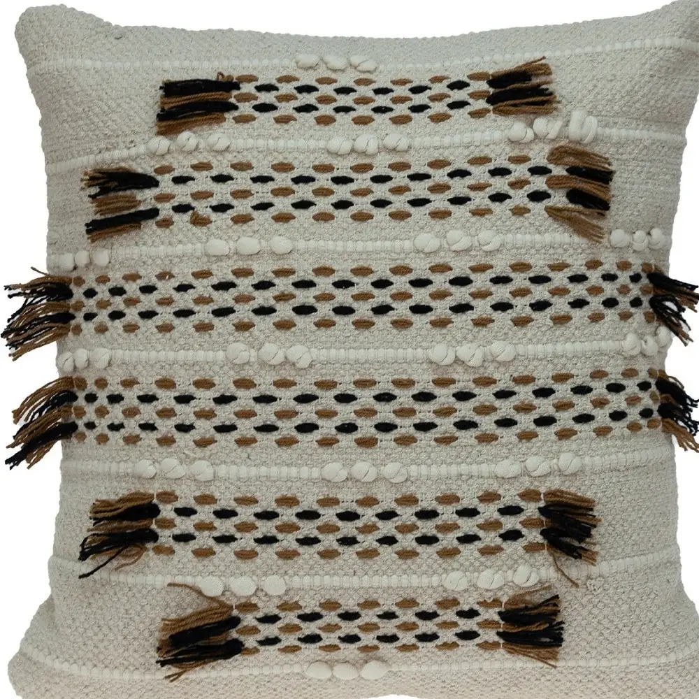 Creamy Beige Textured Throw Pillow - Image 7