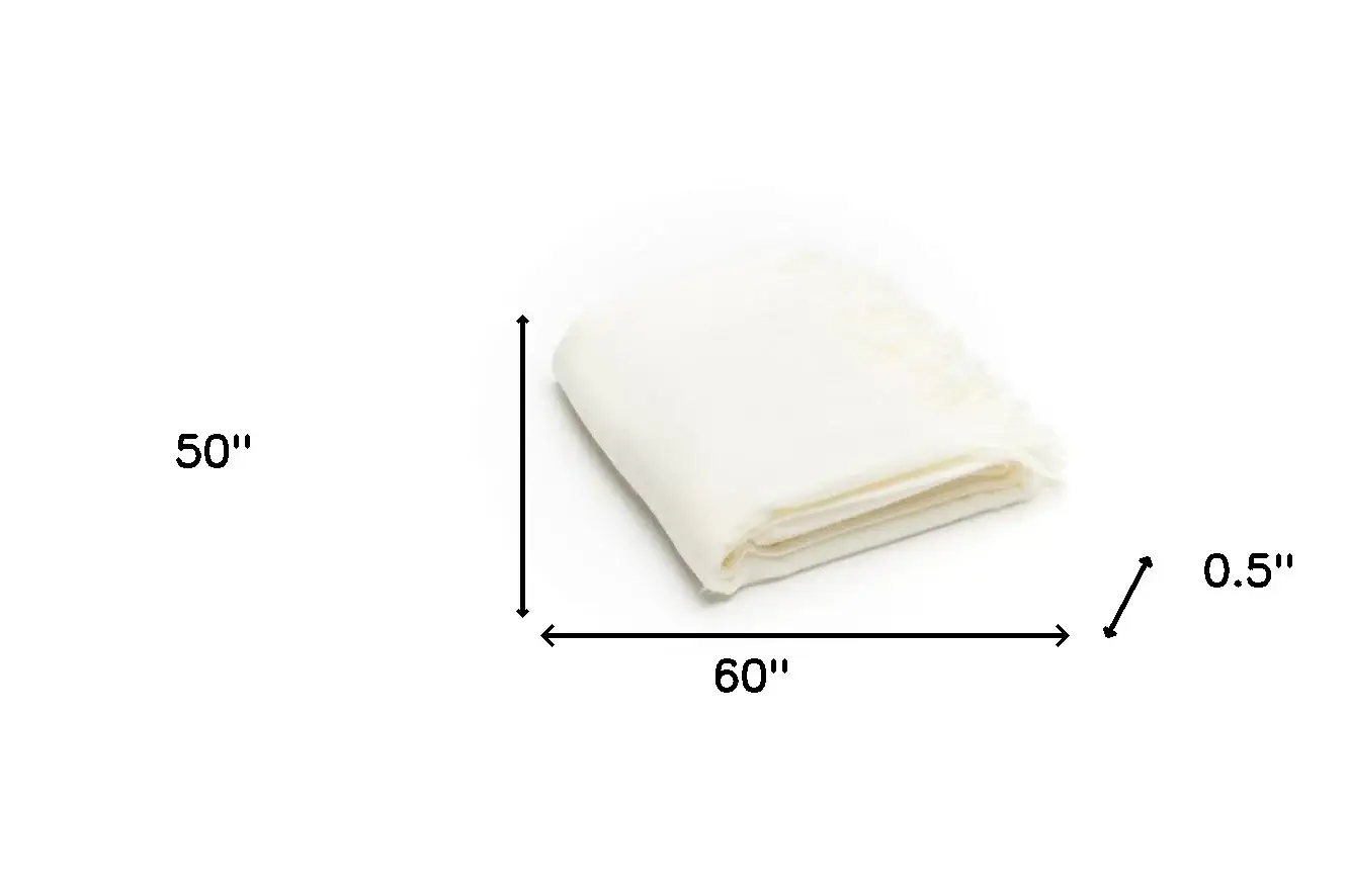 Creamy Milk Soft Acrylic Herringbone Throw Blanket - Image 8