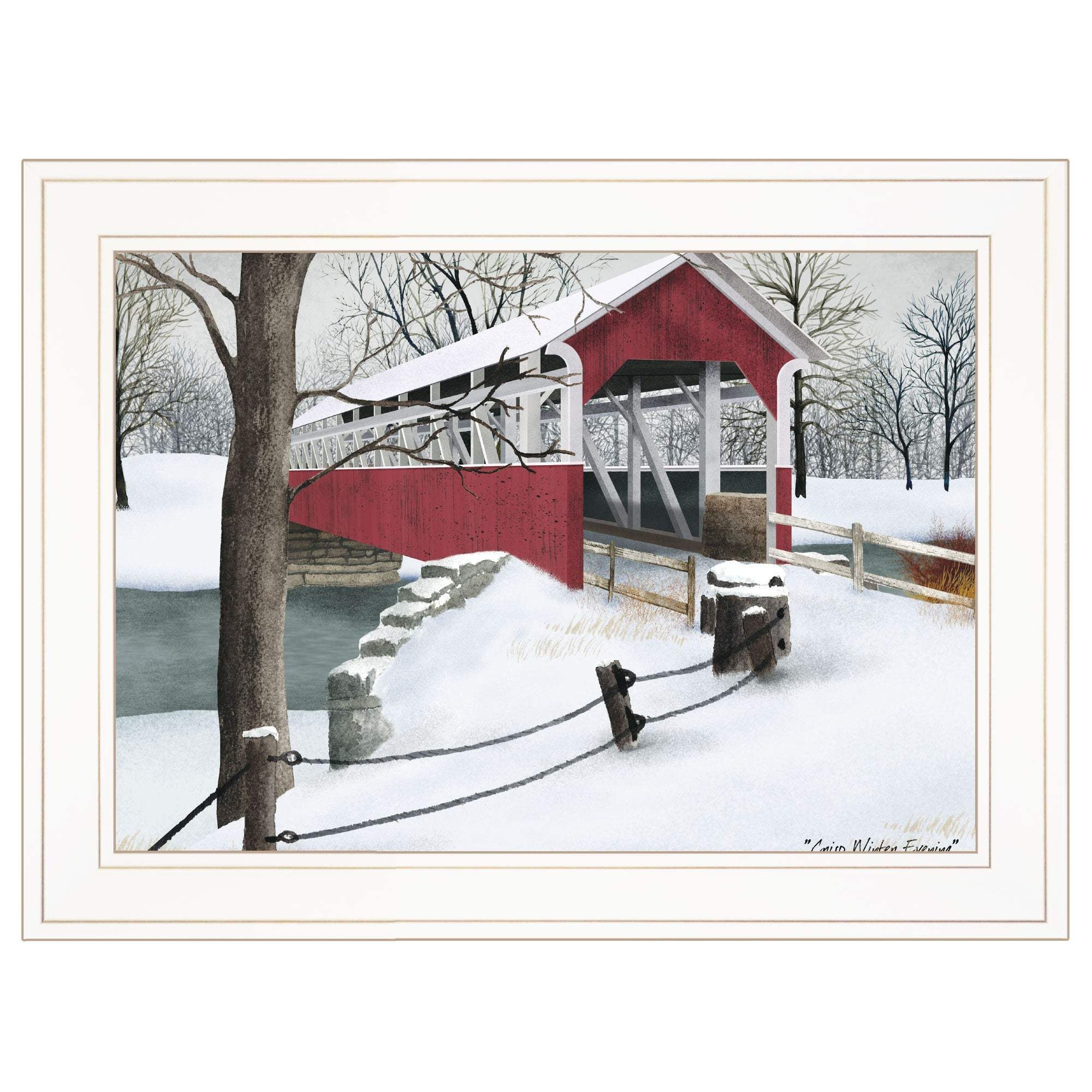 Crisp Winter Evening 1 White Framed Print Wall Art - Image 2