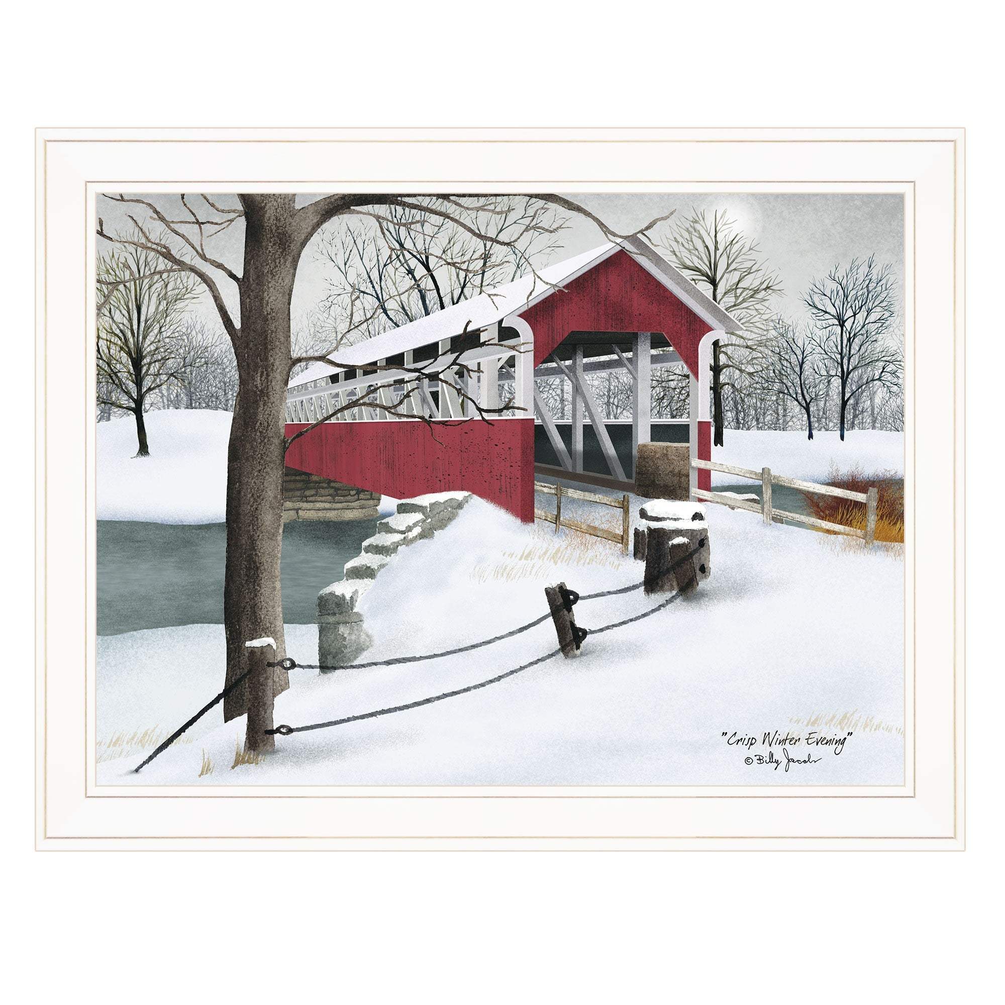 Crisp Winter Evening 3 White Framed Print Wall Art - Image 2