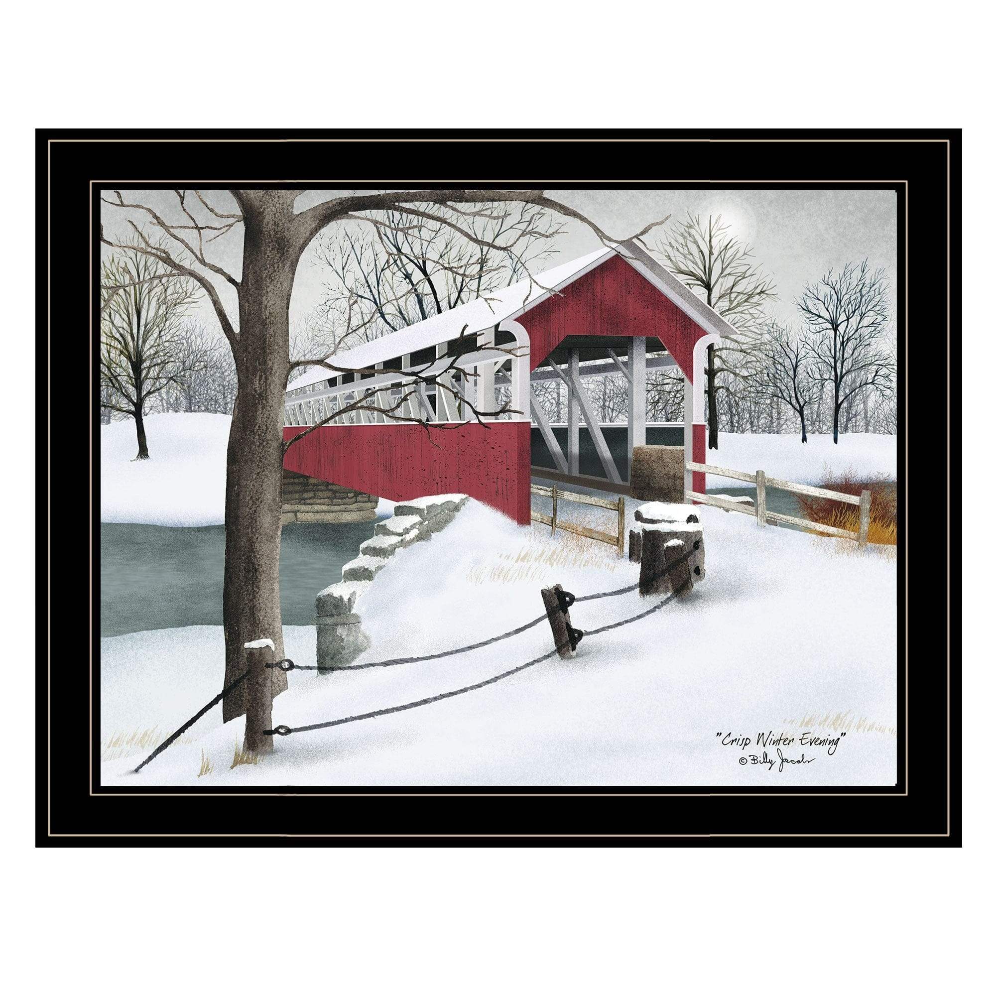 Crisp Winter Evening 4 Black Framed Print Wall Art - Image 2