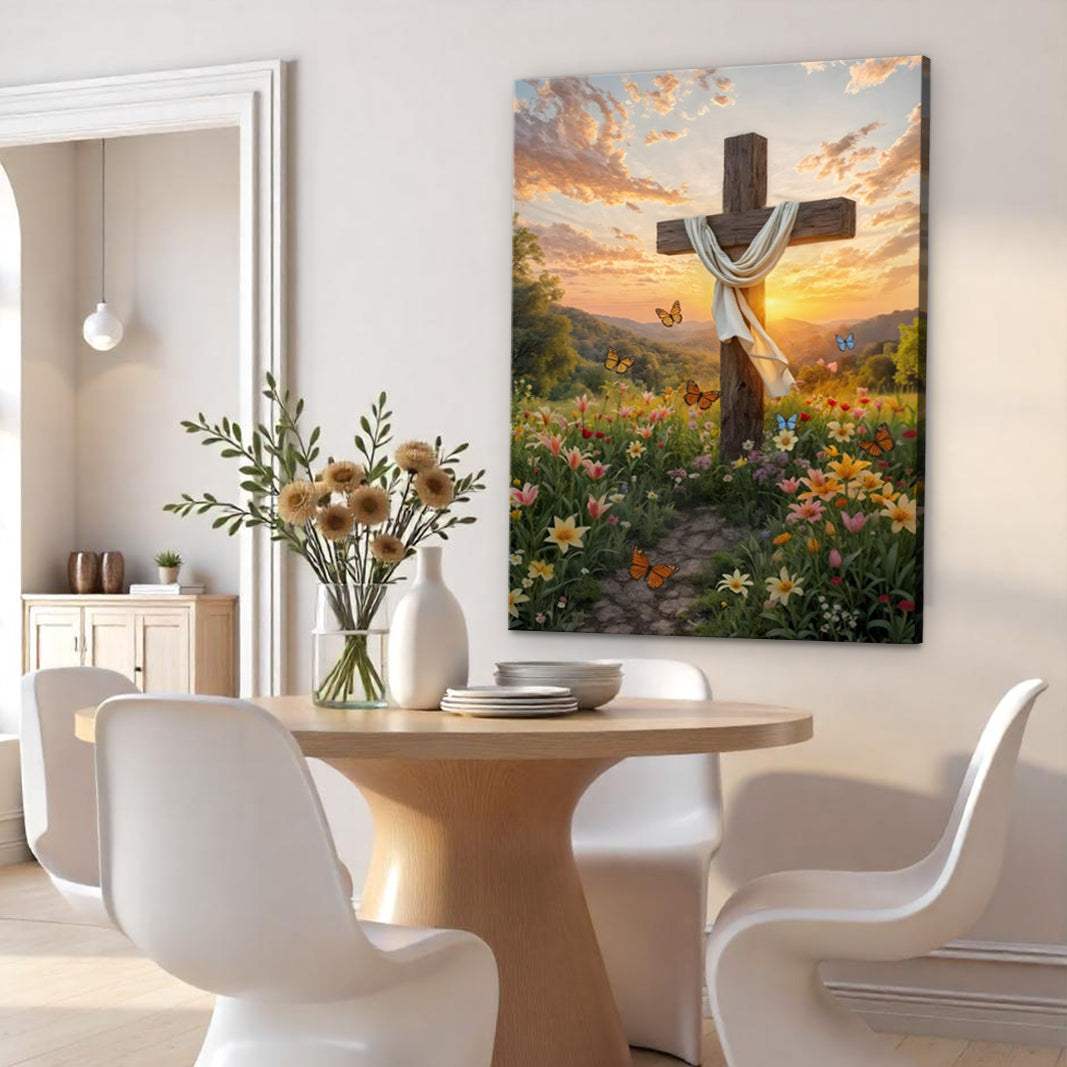 Cross and Flowers Faith Wall Art - Image 2