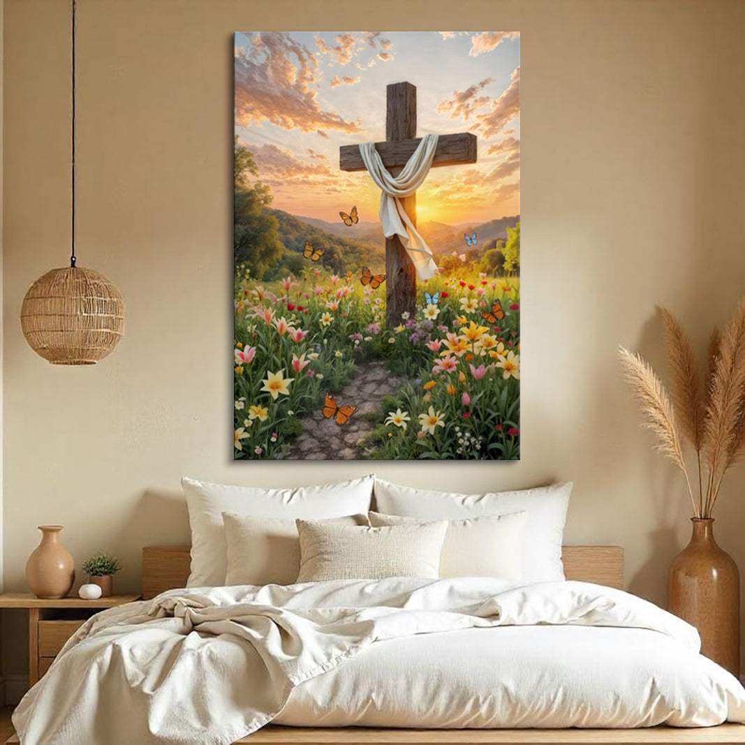 Cross and Flowers Faith Wall Art - Image 3