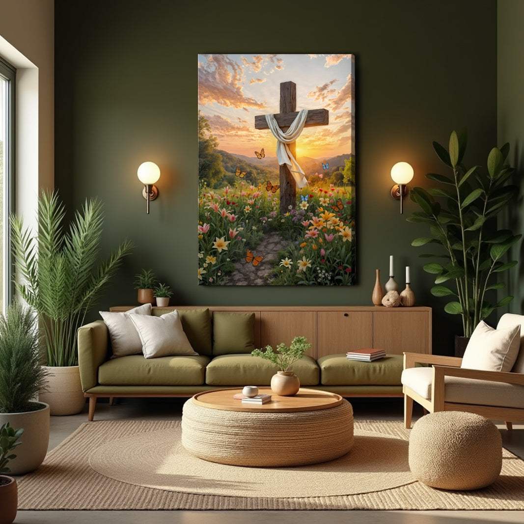Cross and Flowers Faith Wall Art - Image 4